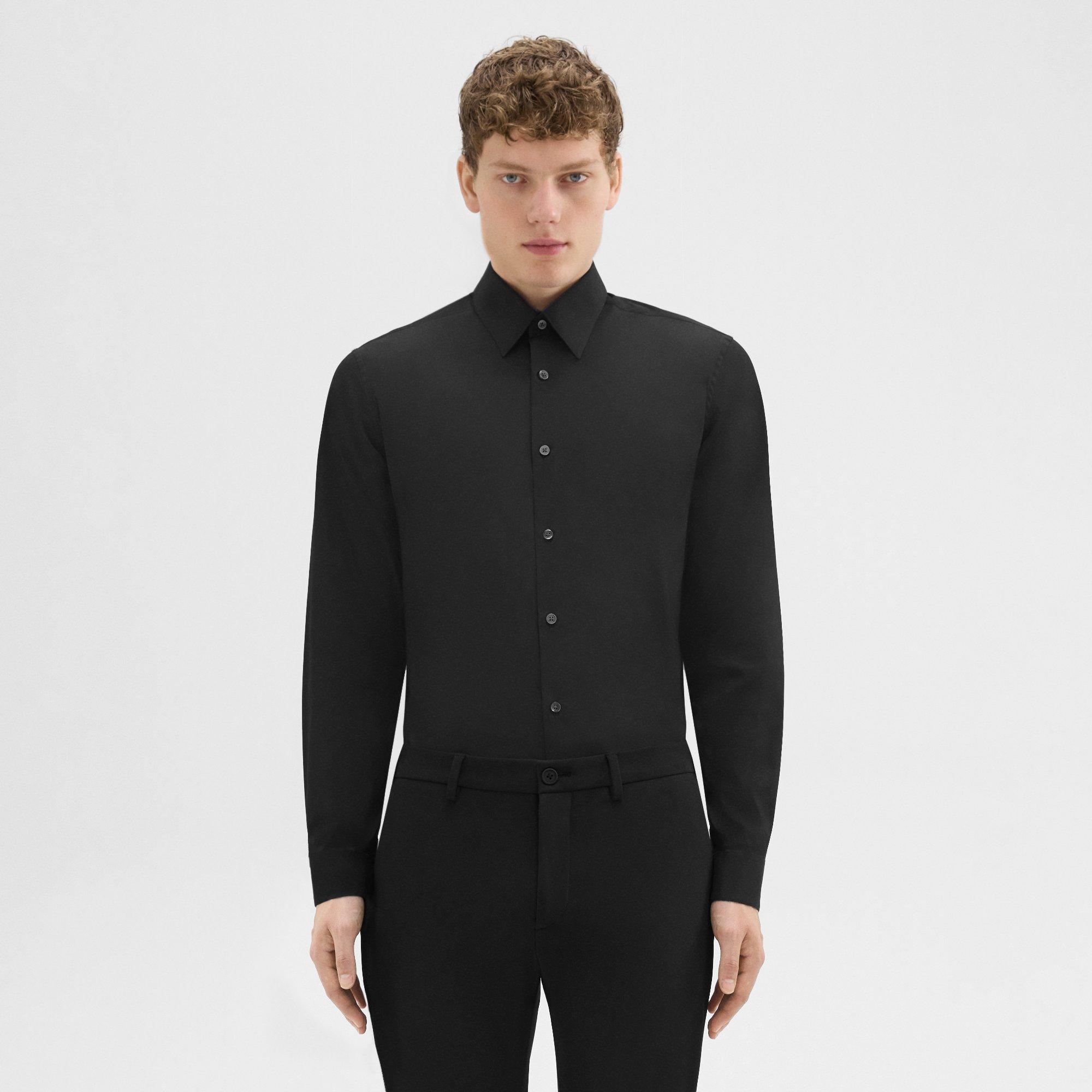 띠어리 셔츠 Theory Sylvain Shirt in Good Cotton,BLACK