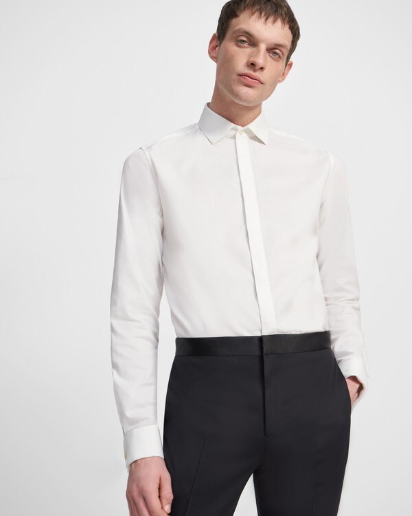 띠어리  셔츠Theory Dover Tuxedo Shirt in Cotton,WHITE