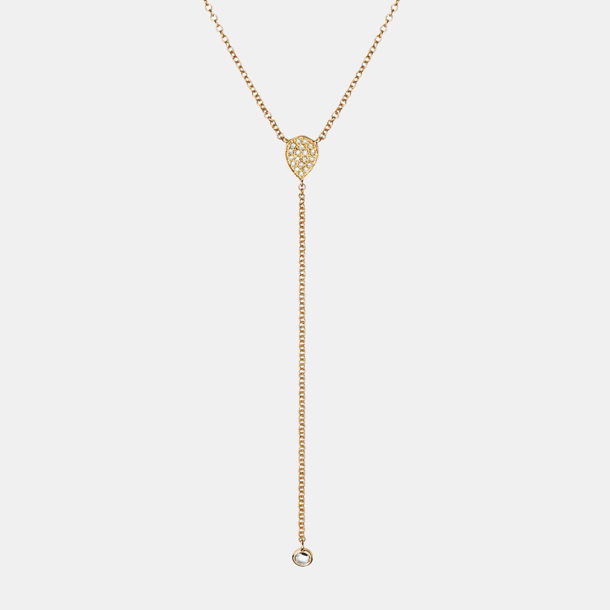 EF Collection Diamond Teardrop Lariat Necklace