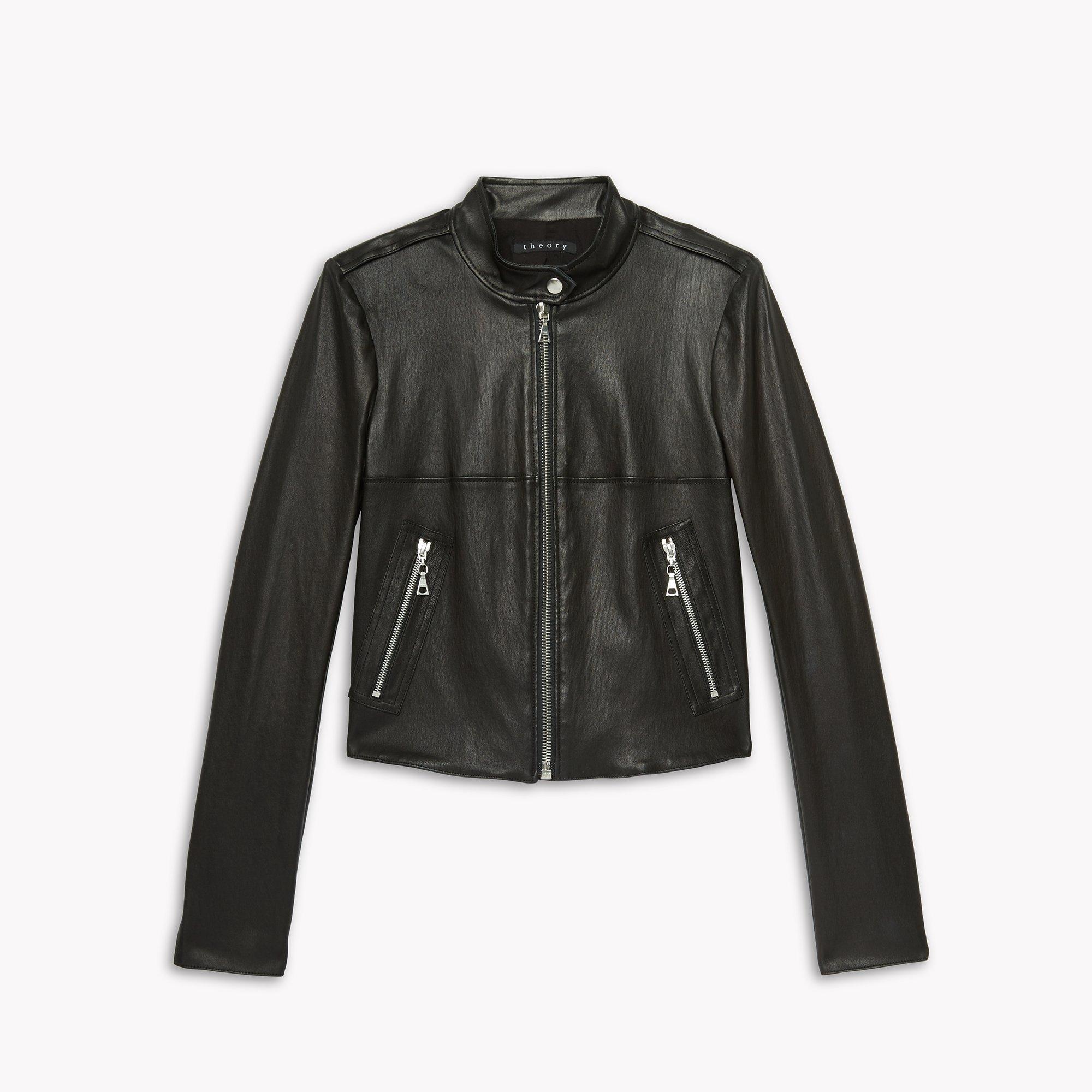 Theory Stretch Leather Crop Jacket | Theory.com