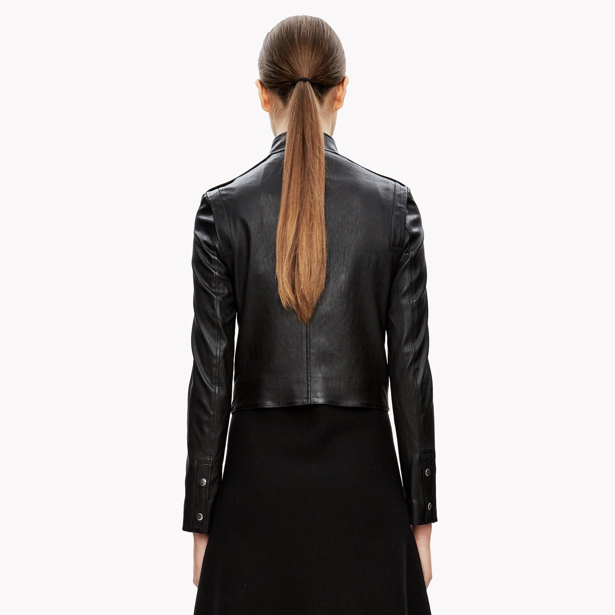Stretch Leather Crop Jacket