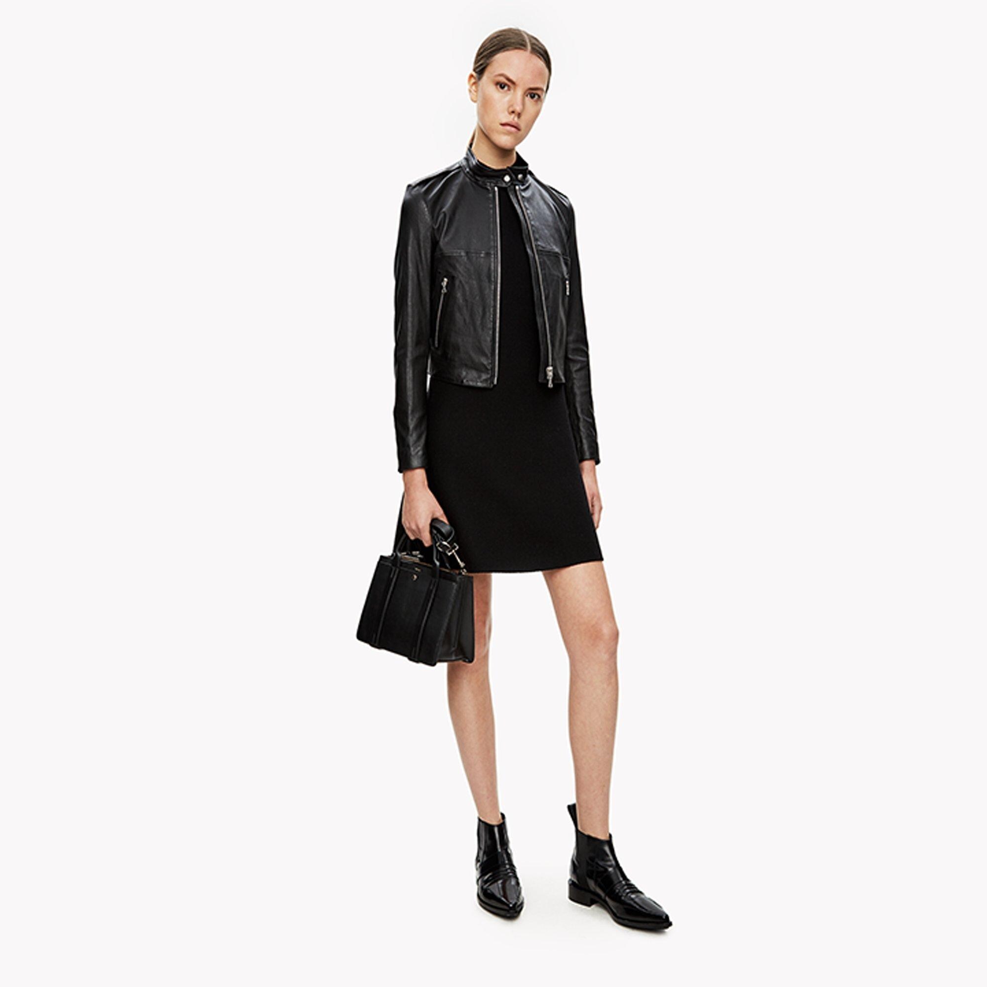 Stretch Leather Crop Jacket