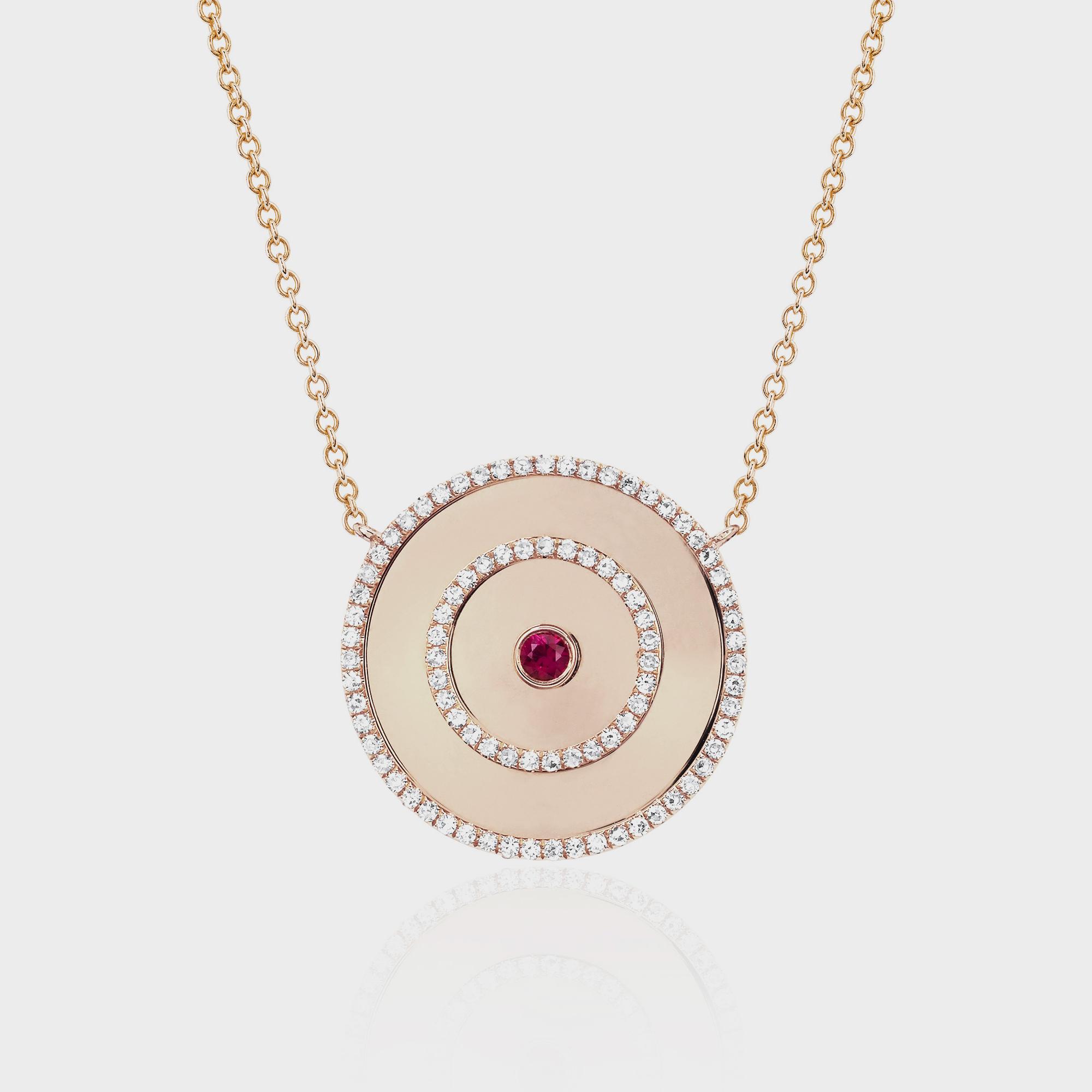 EF Collection Diamond Ruby Bullseye Necklace