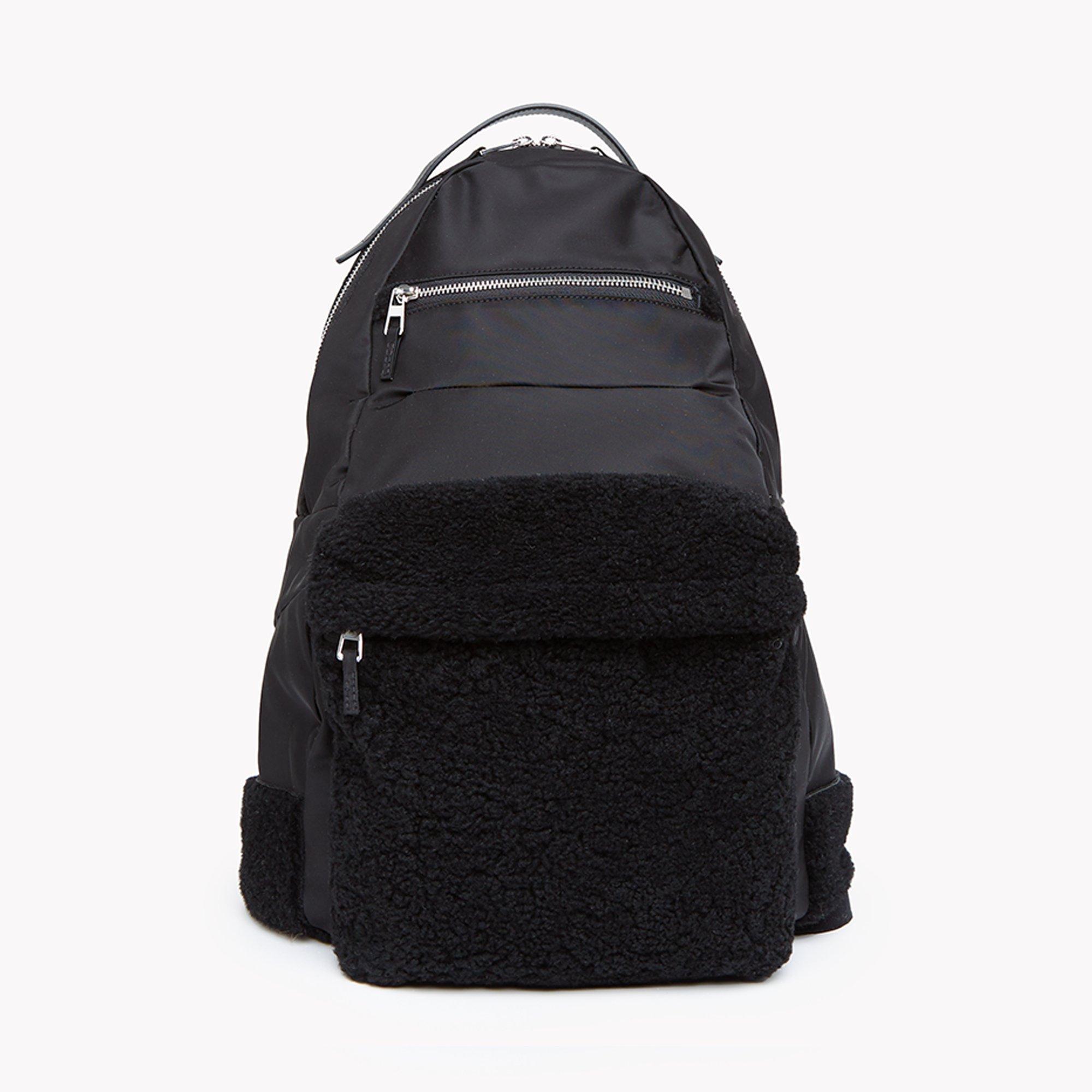 Nylon Backpack With Shearling