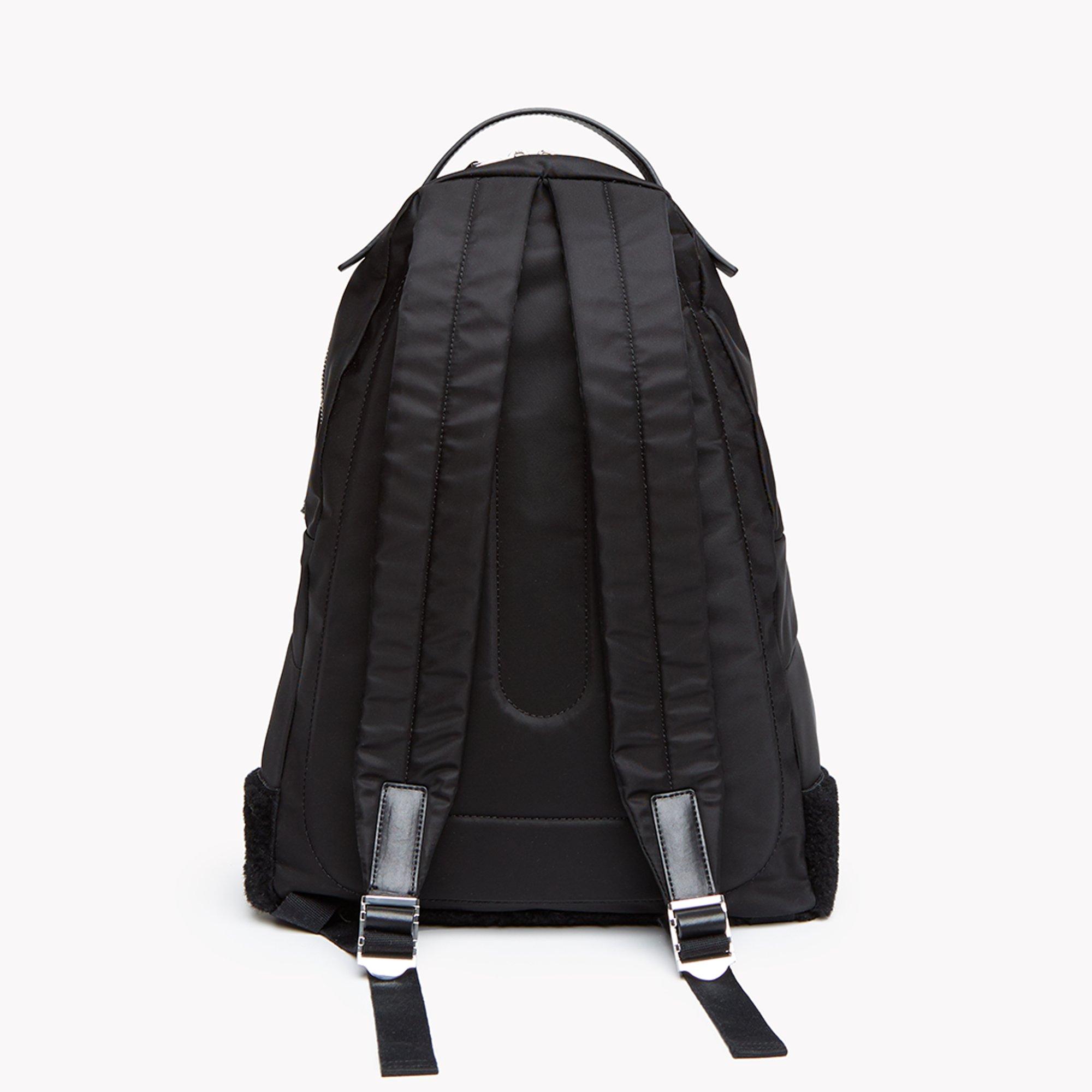 Nylon Backpack With Shearling
