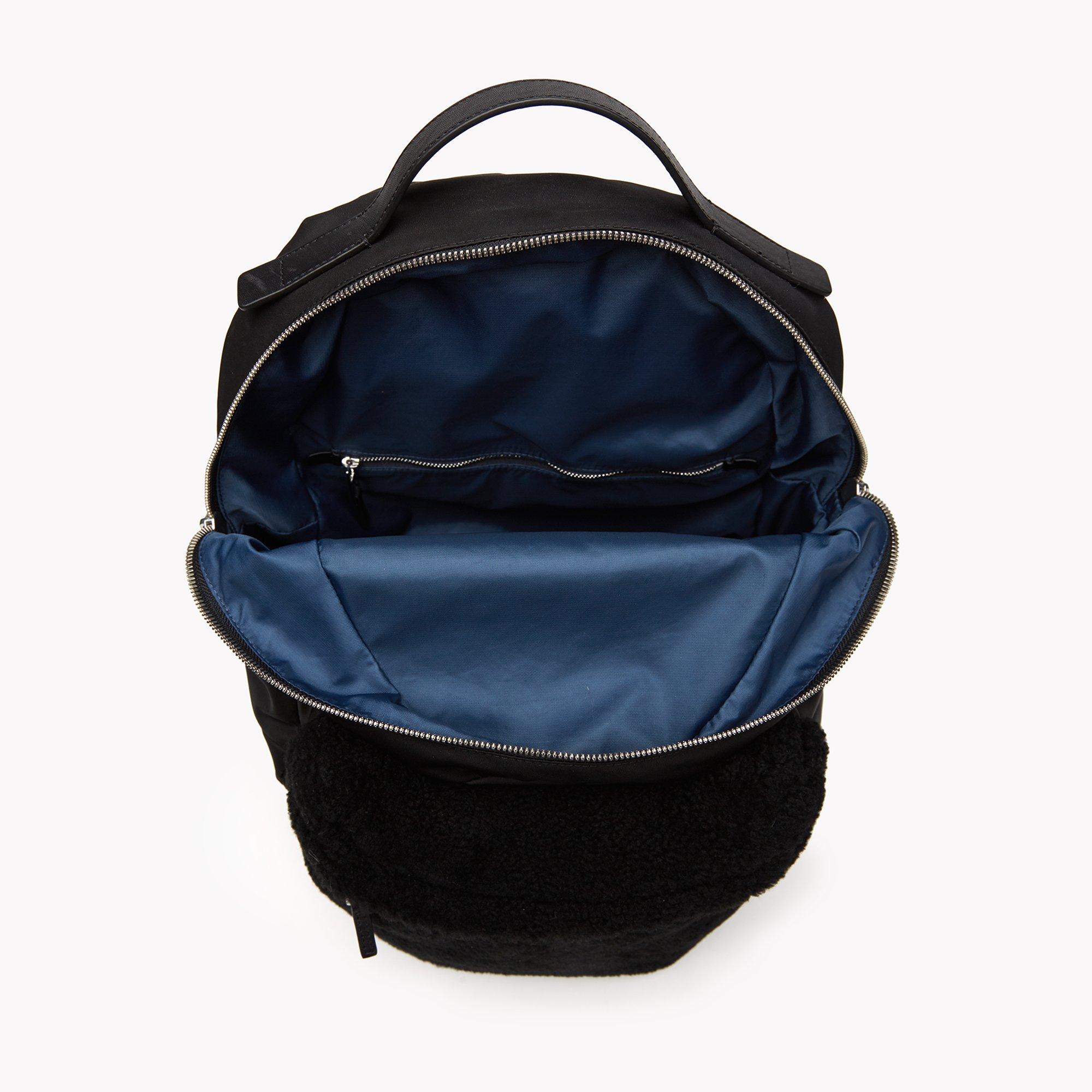Nylon Backpack With Shearling