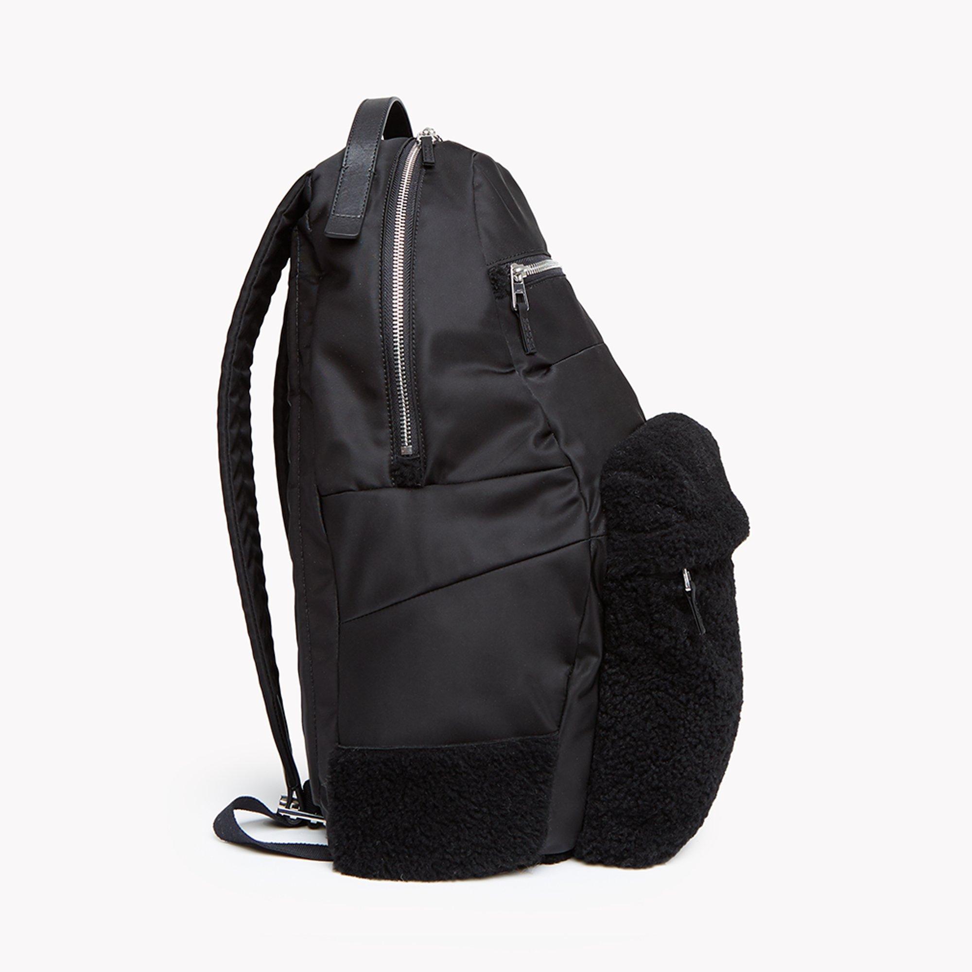 Nylon Backpack With Shearling
