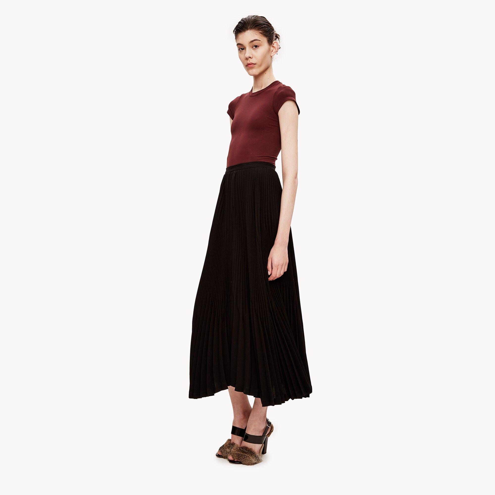 Crepe Pleated Midi Skirt