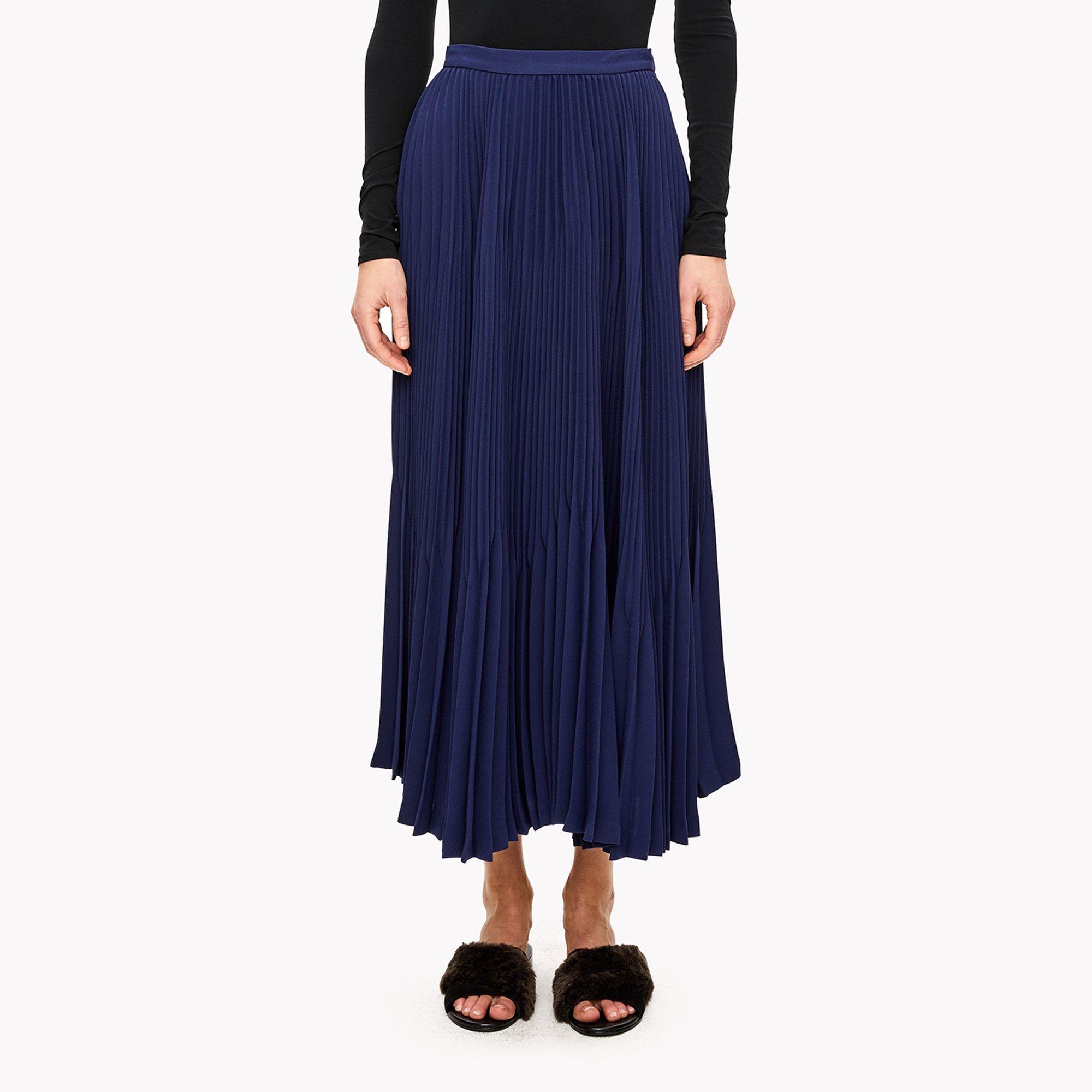 Crepe Pleated Midi Skirt