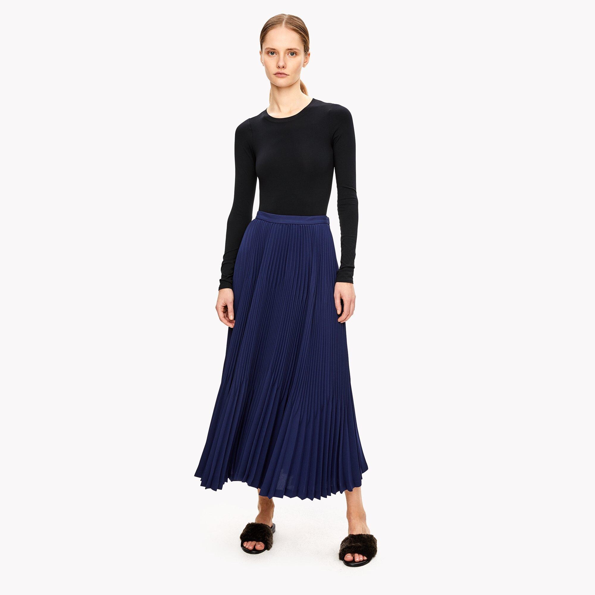 Crepe Pleated Midi Skirt