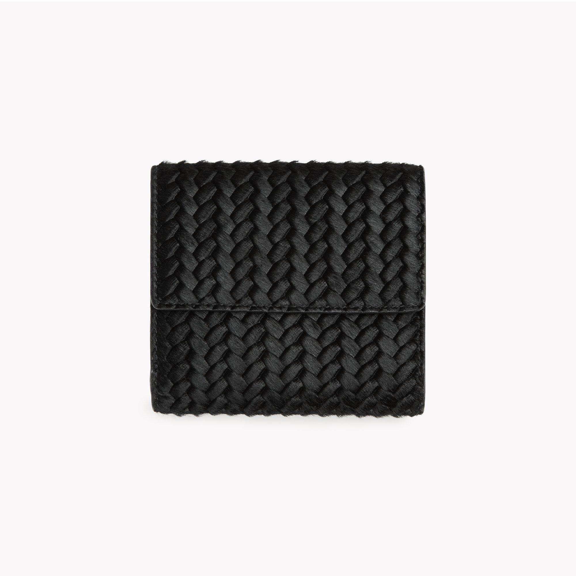 Small Wallet with Flap in Braided Calf Hair
