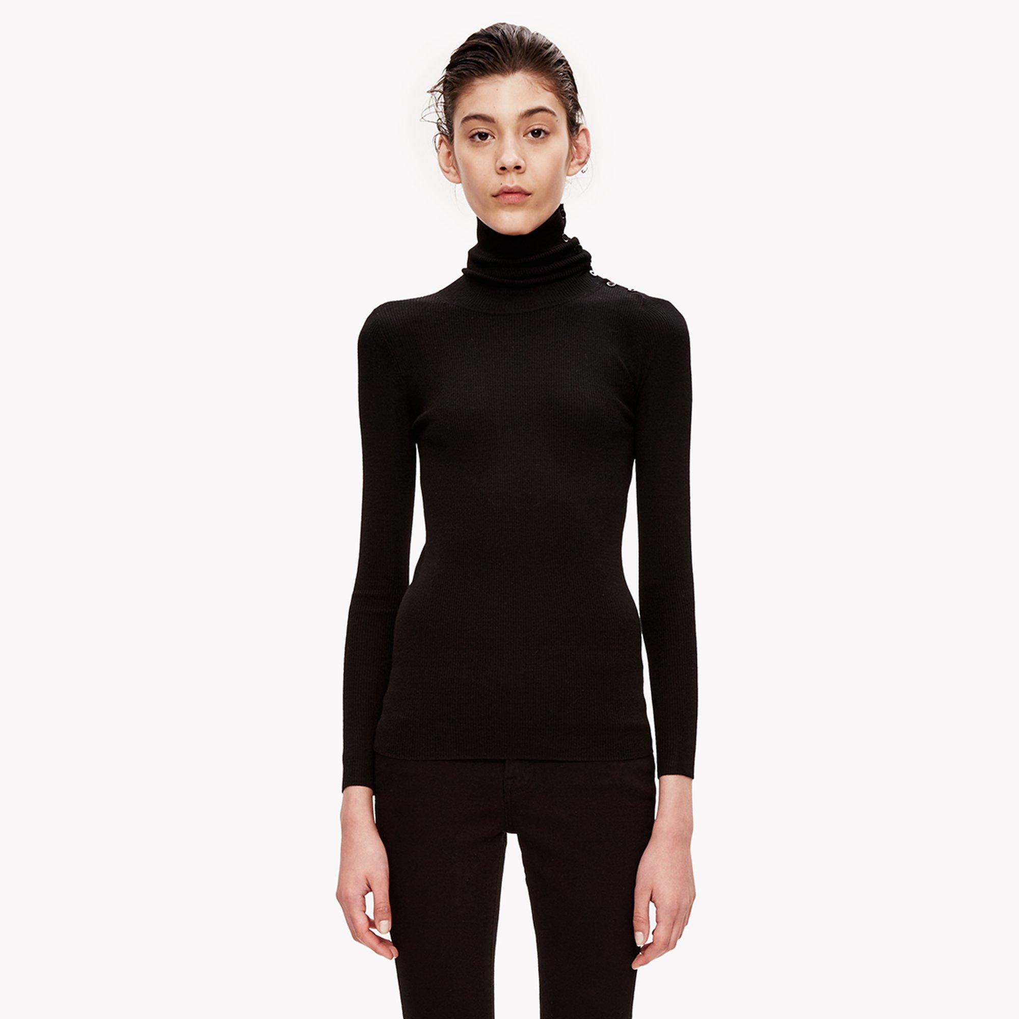 Fine Merino Button Turtleneck