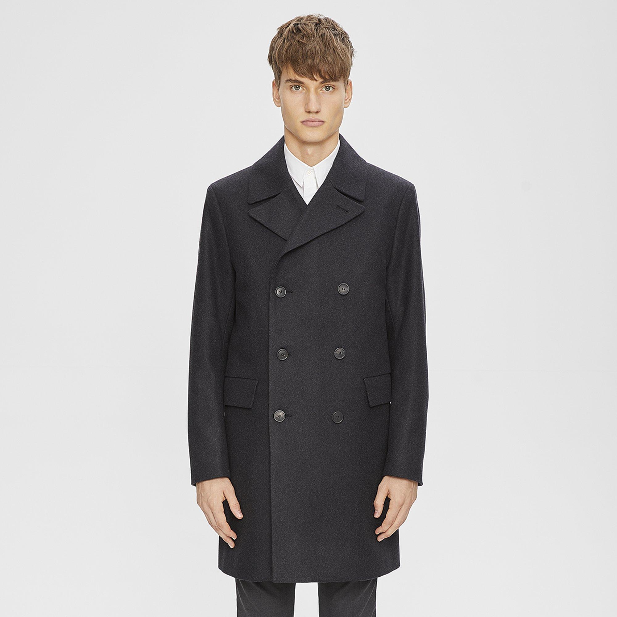 Theory Official Site | Wool Melton Double-Breasted Coat