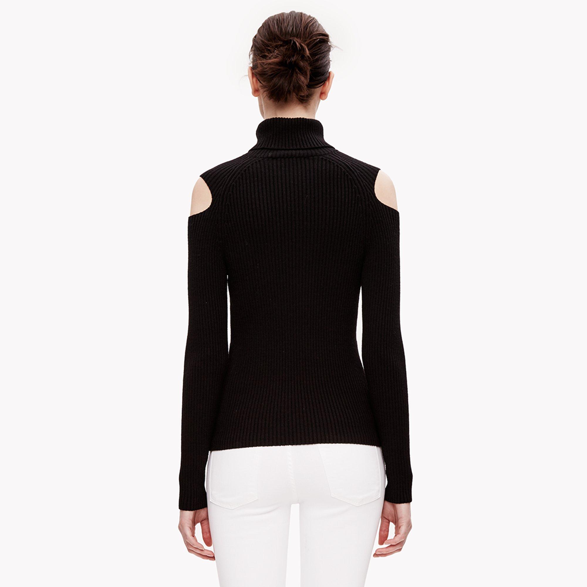Rib Knit Cutout Turtleneck