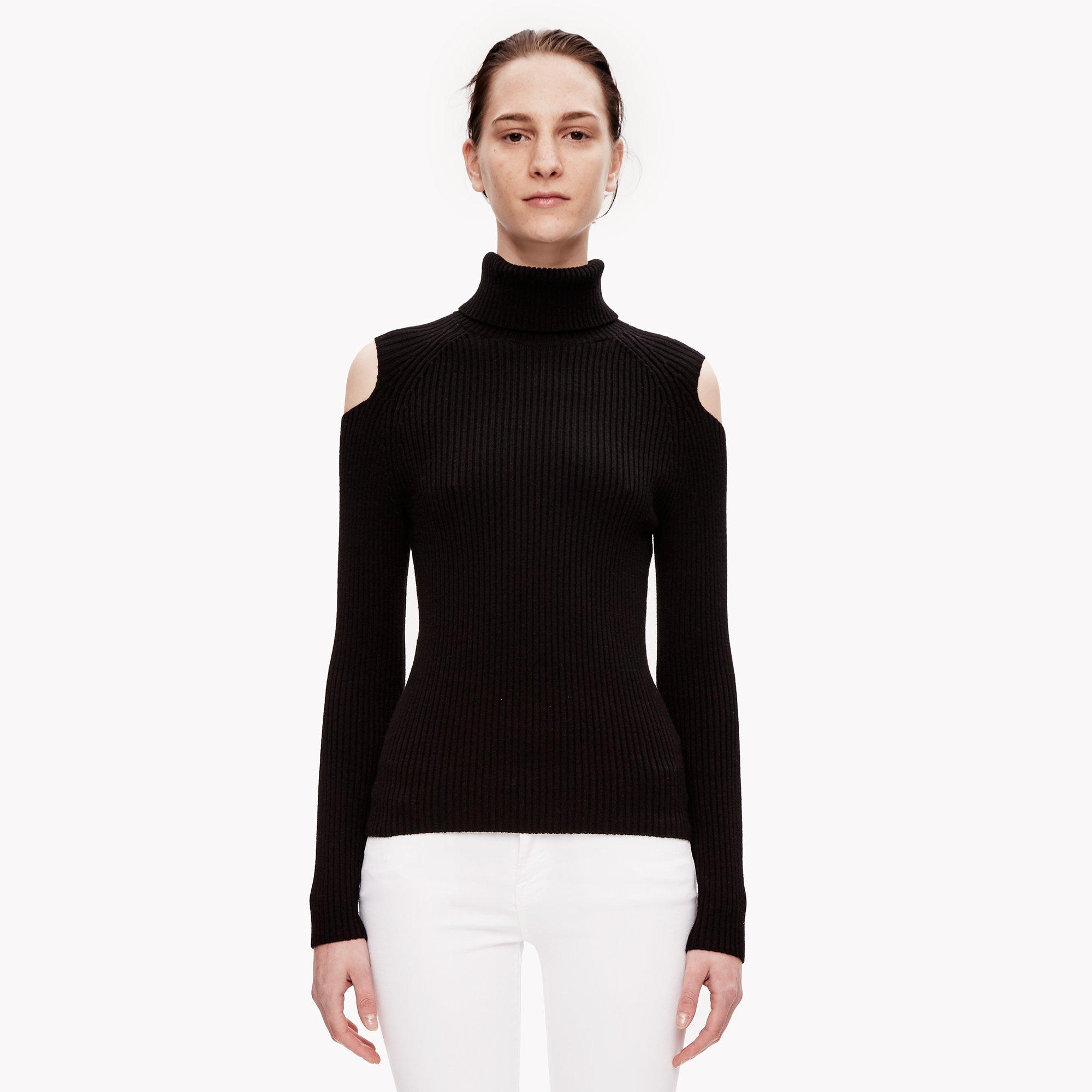 Rib Knit Cutout Turtleneck
