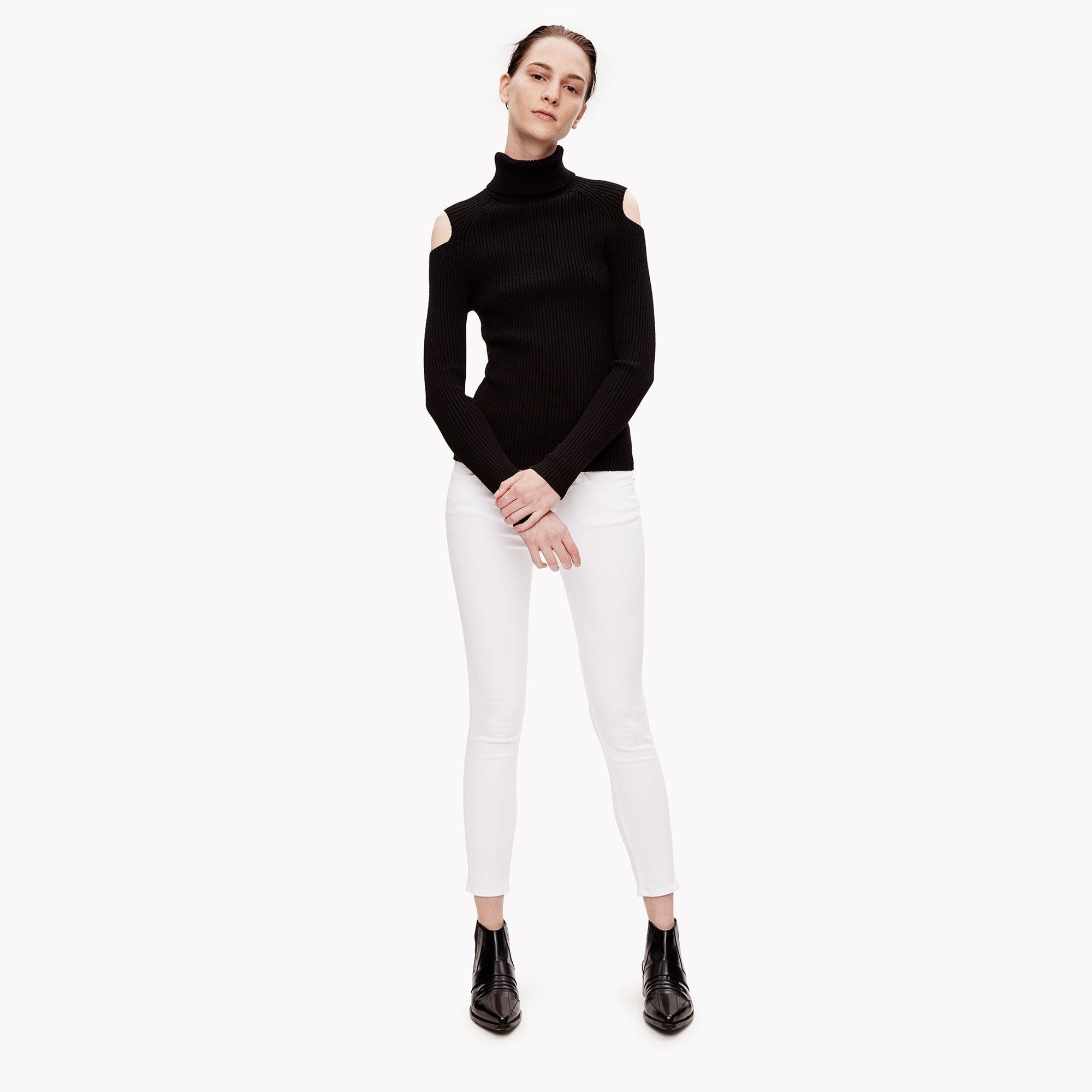 Rib Knit Cutout Turtleneck