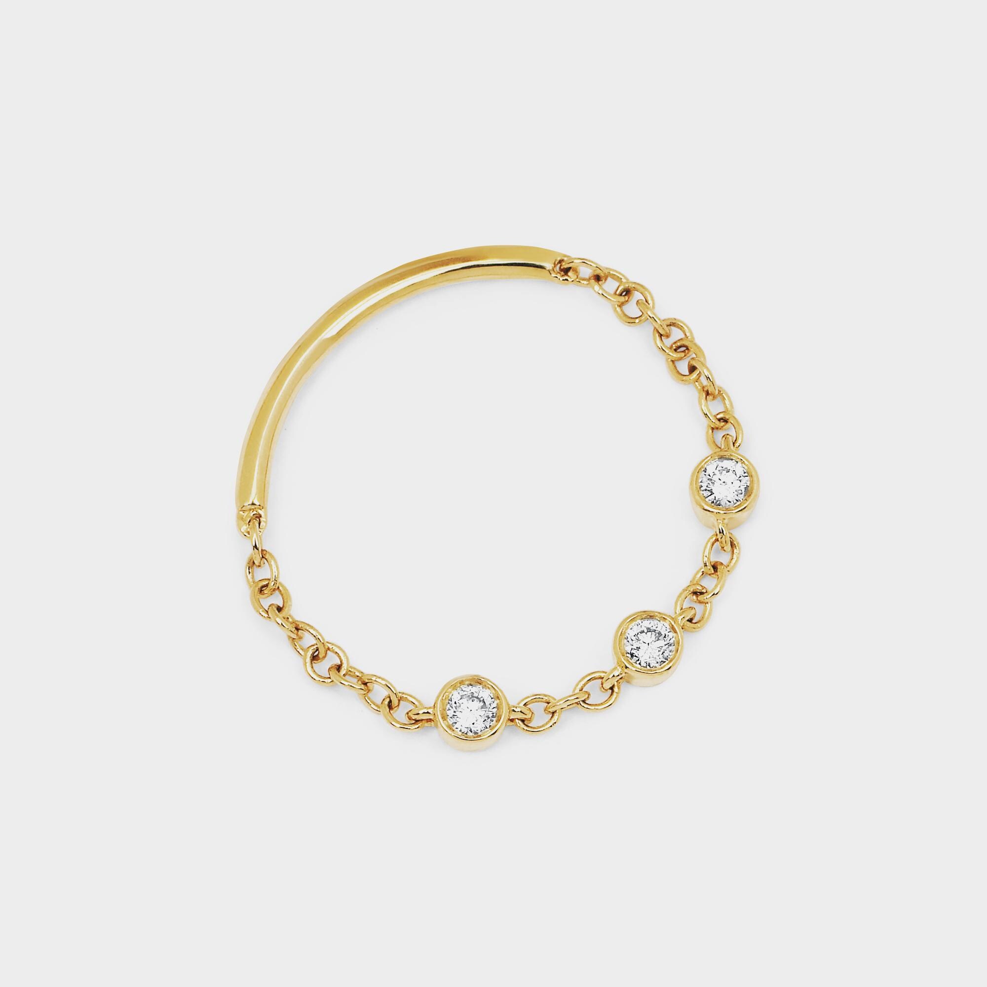 EF Collection Diamond Triple Bezel Chain Ring