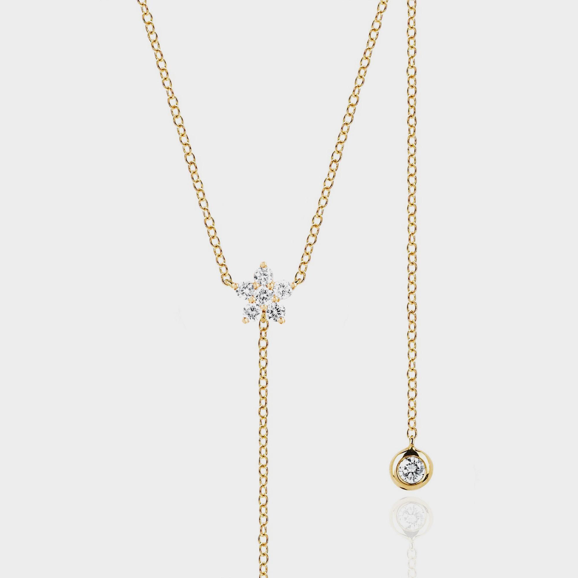EF Collection Diamond Flower Lariat Necklace