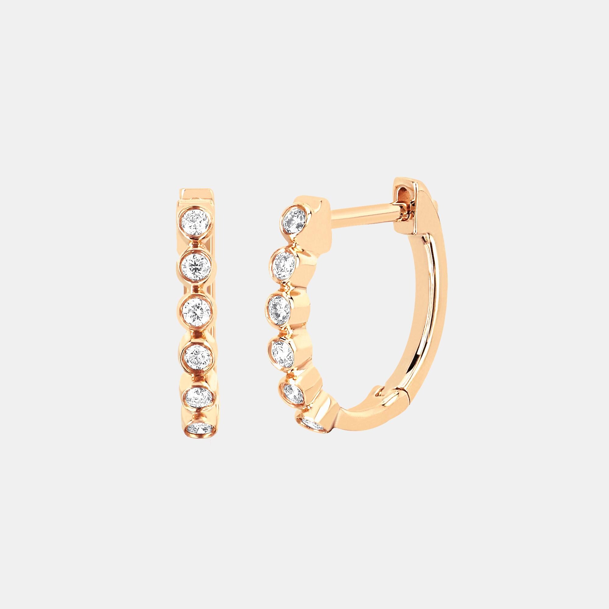 EF Collection Diamond Bezel Huggie Earrings