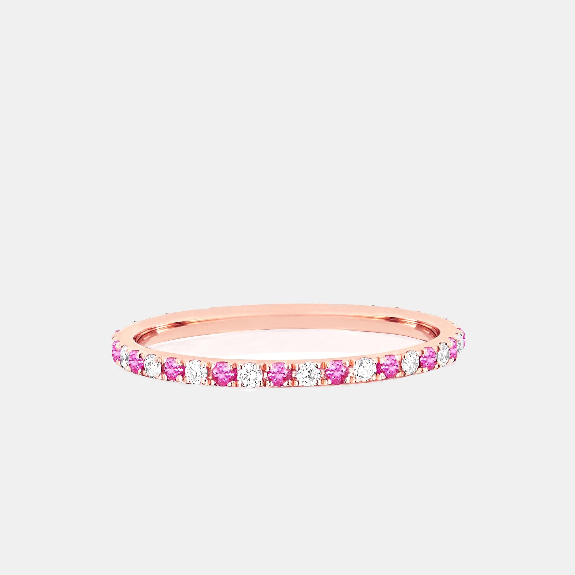 EF Collection Diamond and Pink Sapphire Dot Eternity Band Ring