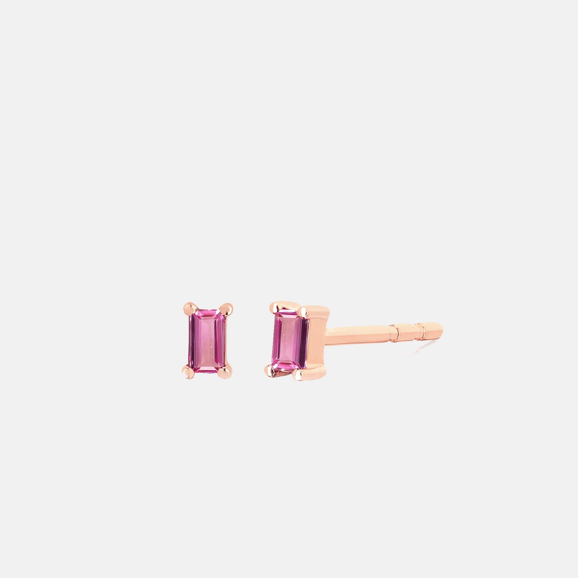 EF Collection Pink Sapphire Baguette Stud Earrings