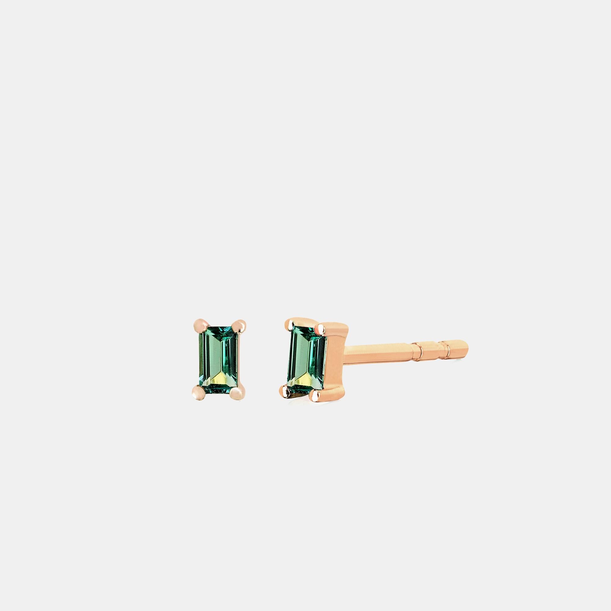 EF Collection Emerald Baguette Stud Earrings