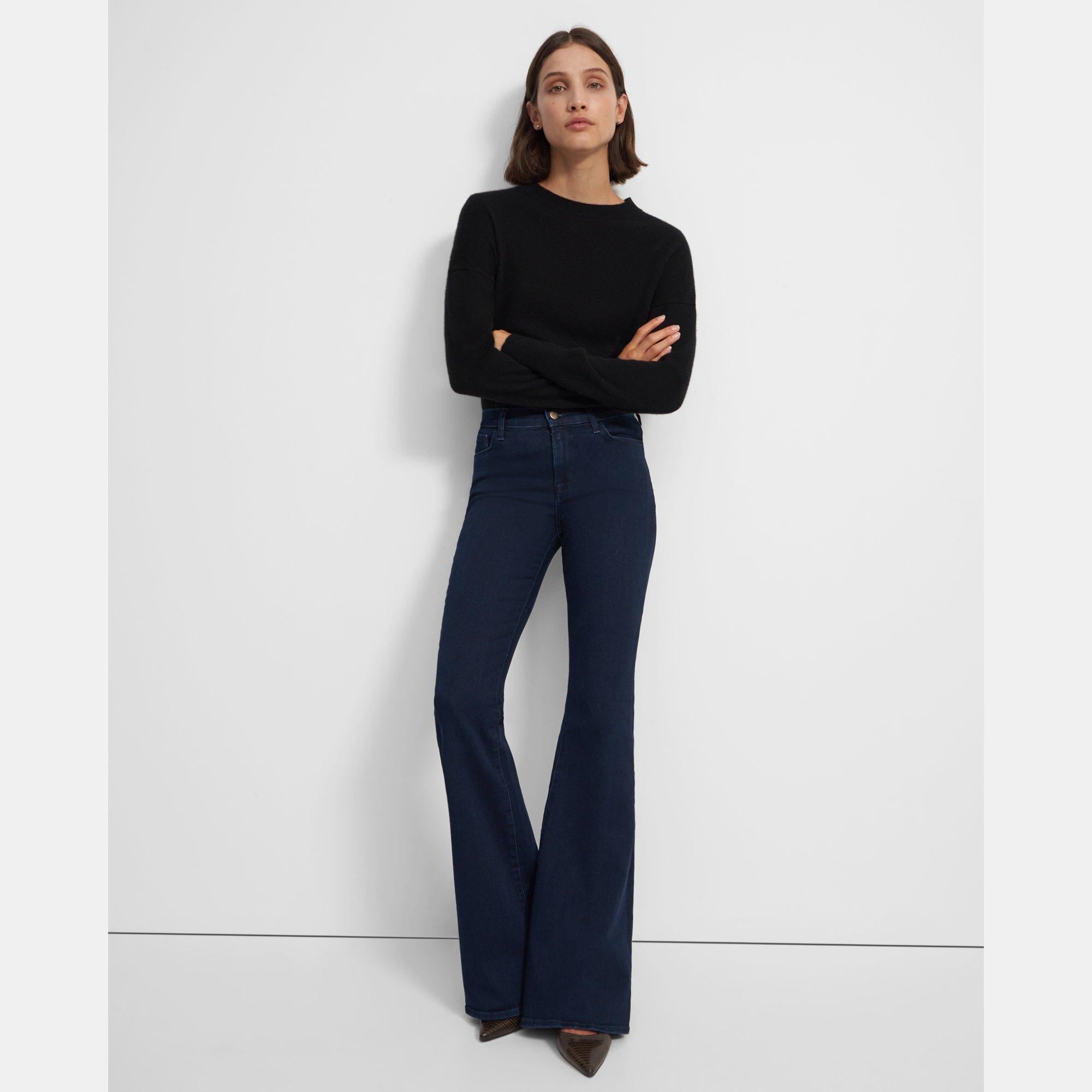J Brand Valentina High-Rise Flared Jean in Stretch Denim
