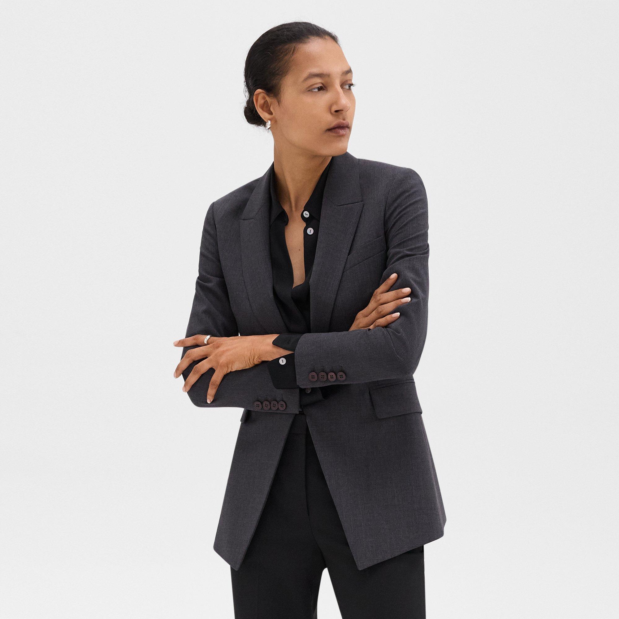 Luxe Wool Single Button Blazer - Black