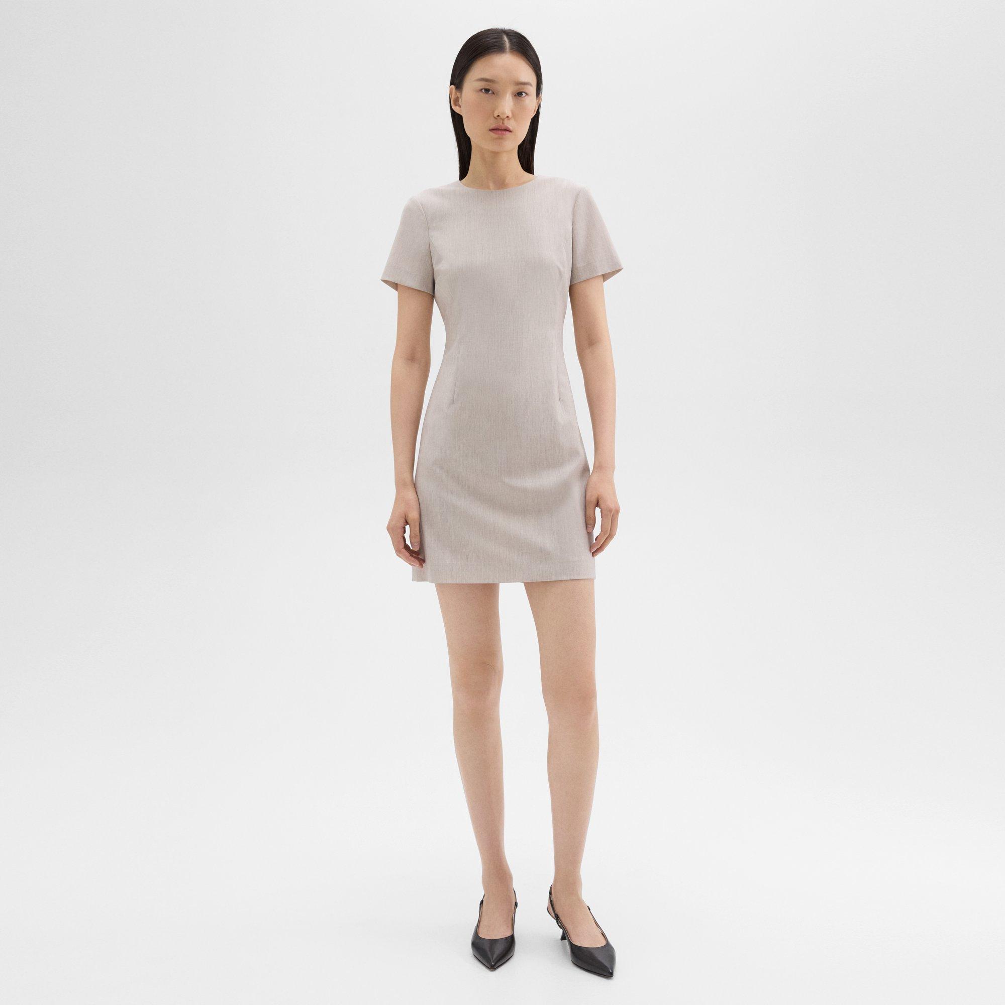 띠어리 Theory Sheath Dress in Good Wool,SAND MELANGE