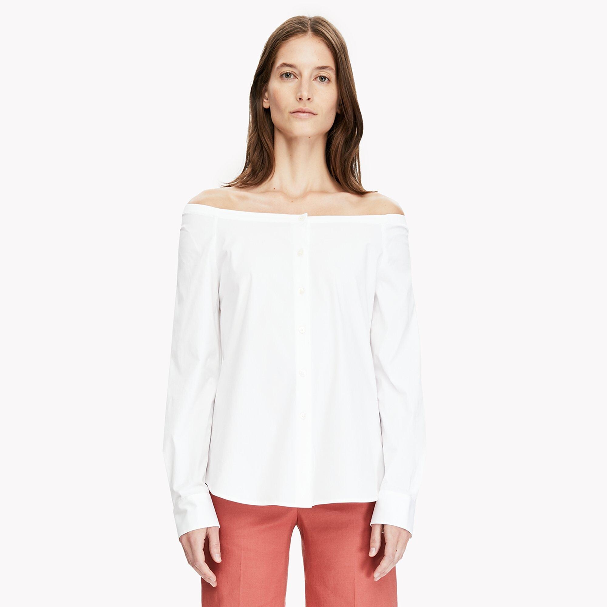 Off-the-Shoulder Button Shirt