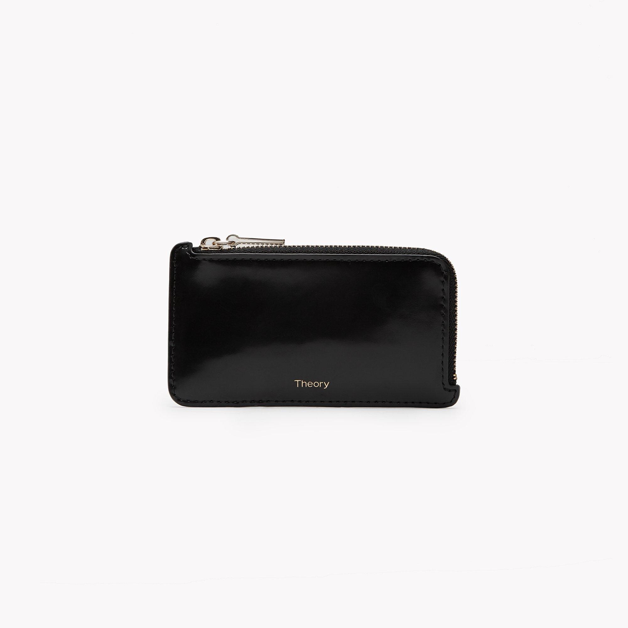 Card Case with Zip in Shiny Leather