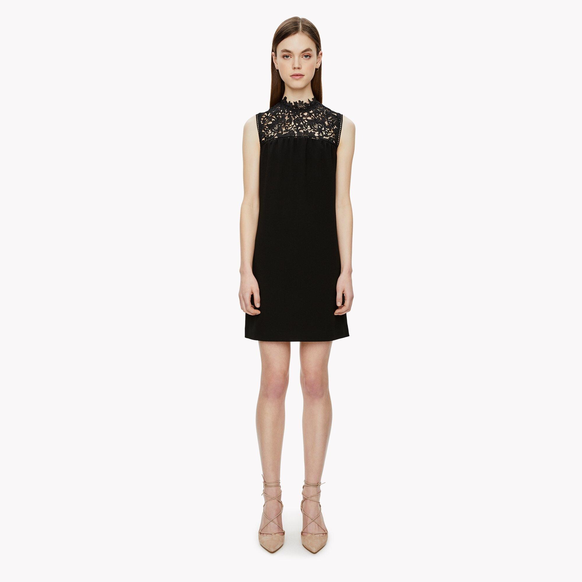 Lace Crepe Mini Dress