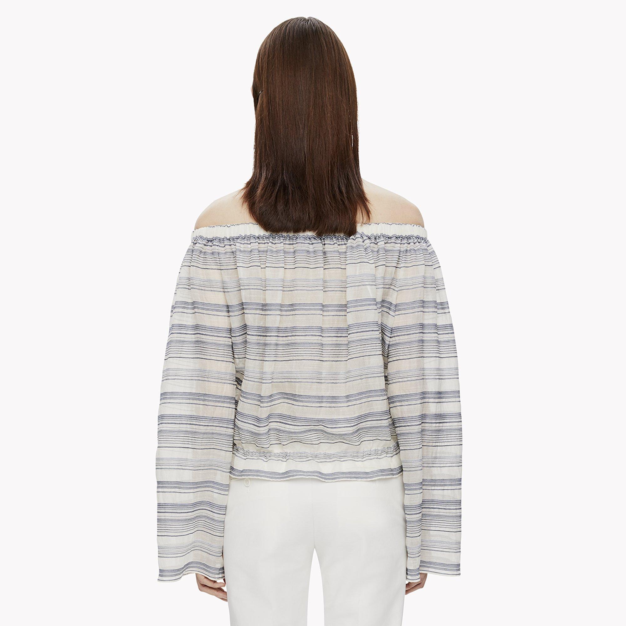 Stripe Off-the-Shoulder Drawstring Top