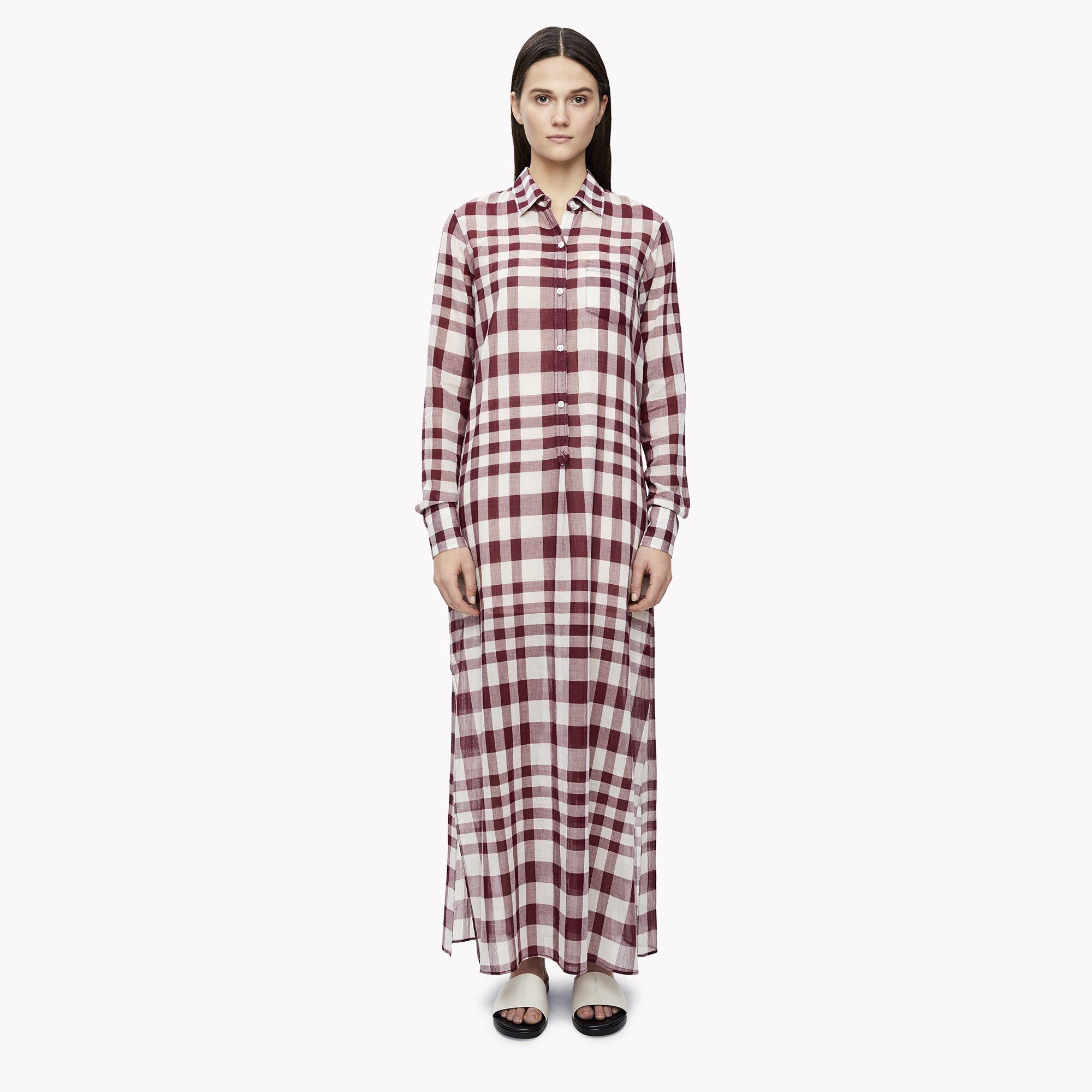 Cotton Plaid Shirt Dress