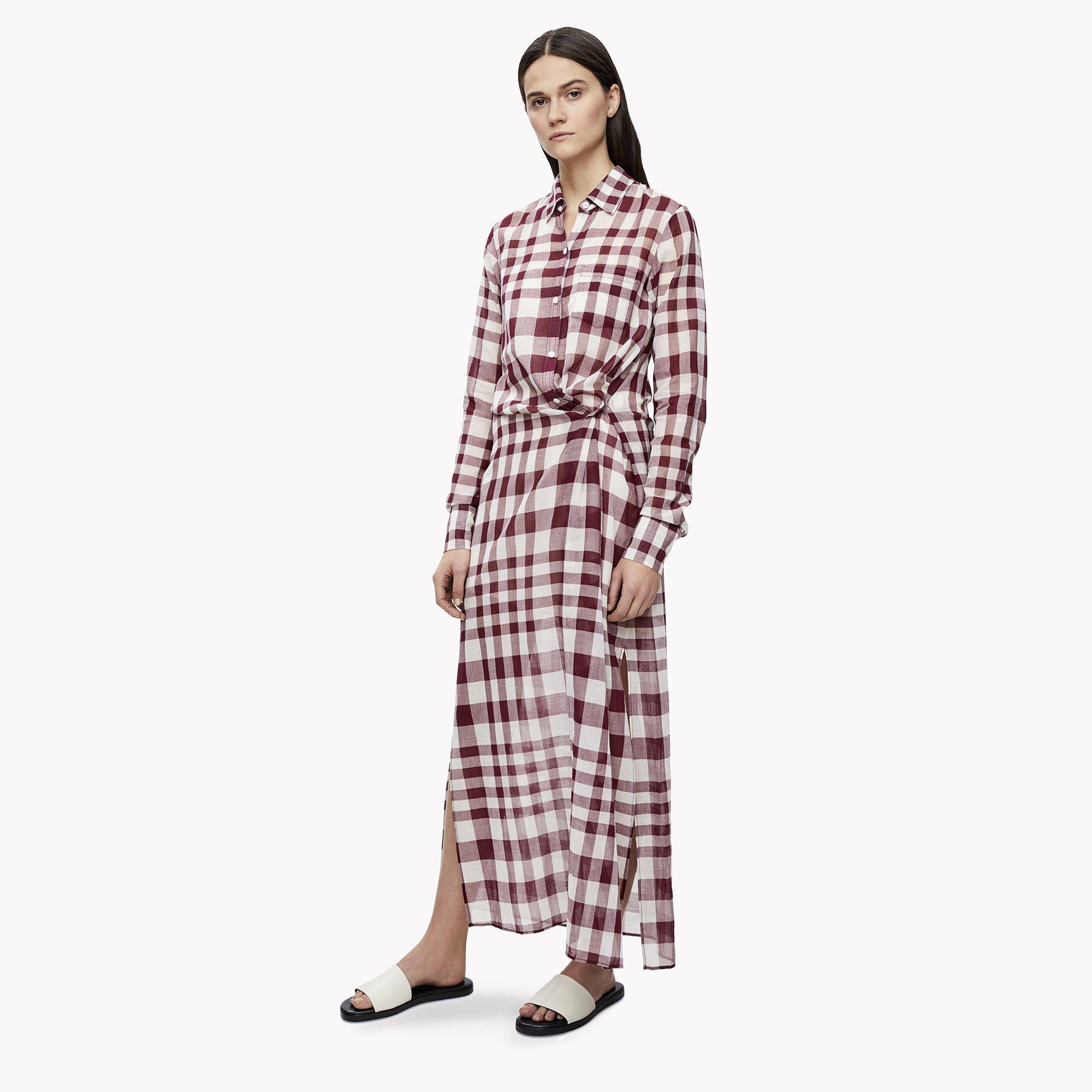 Cotton Plaid Shirt Dress