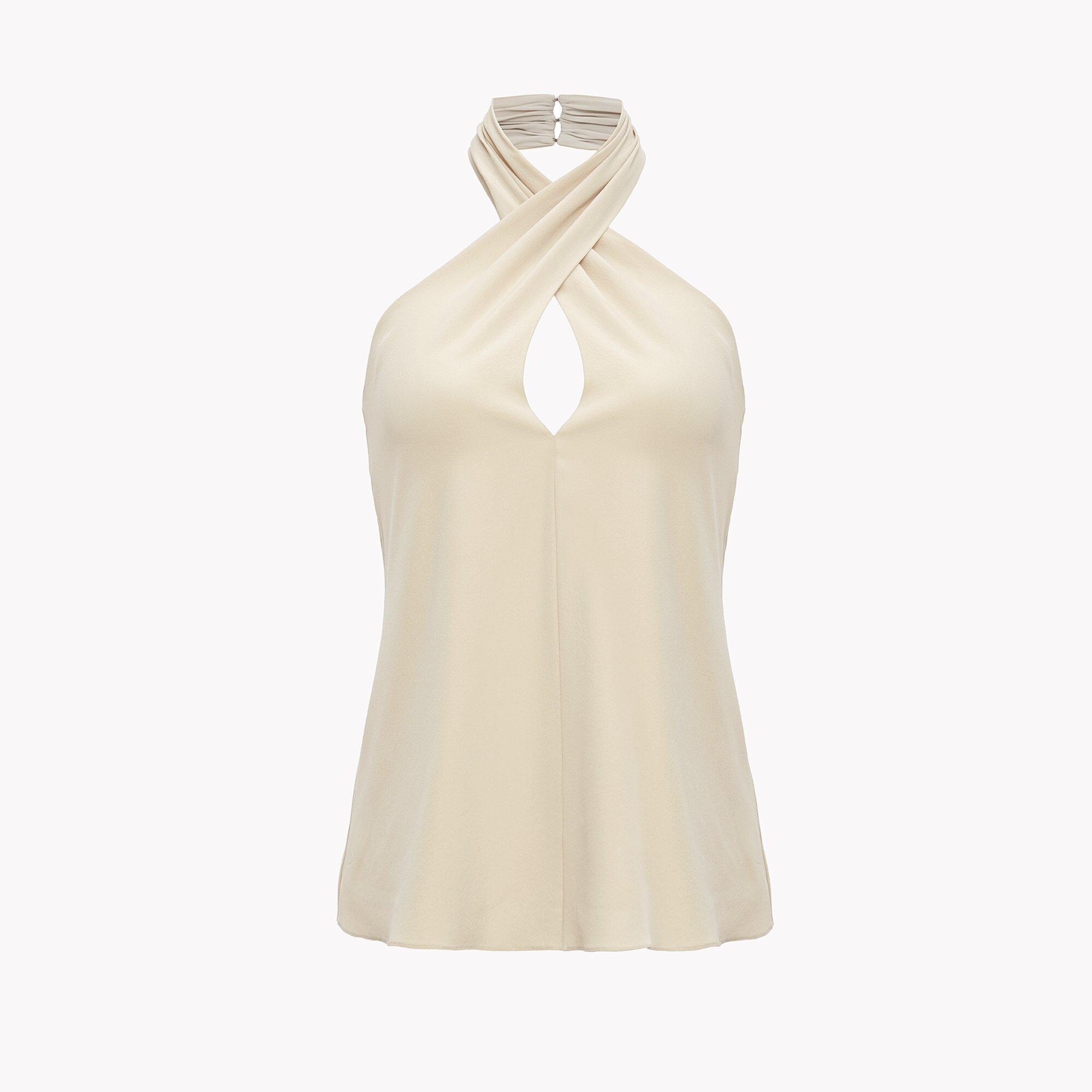 Silk Cross Halter Top