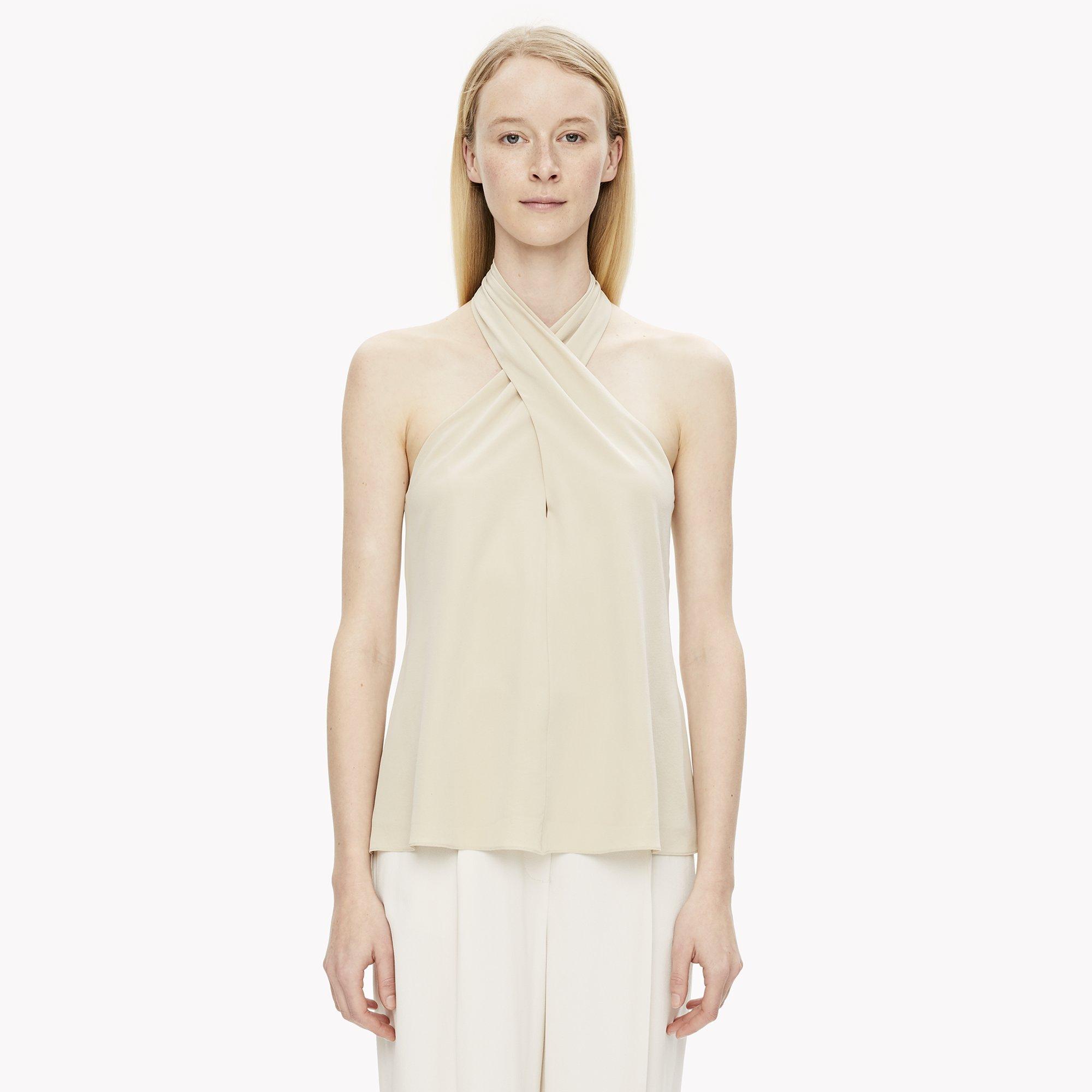 Silk Cross Halter Top