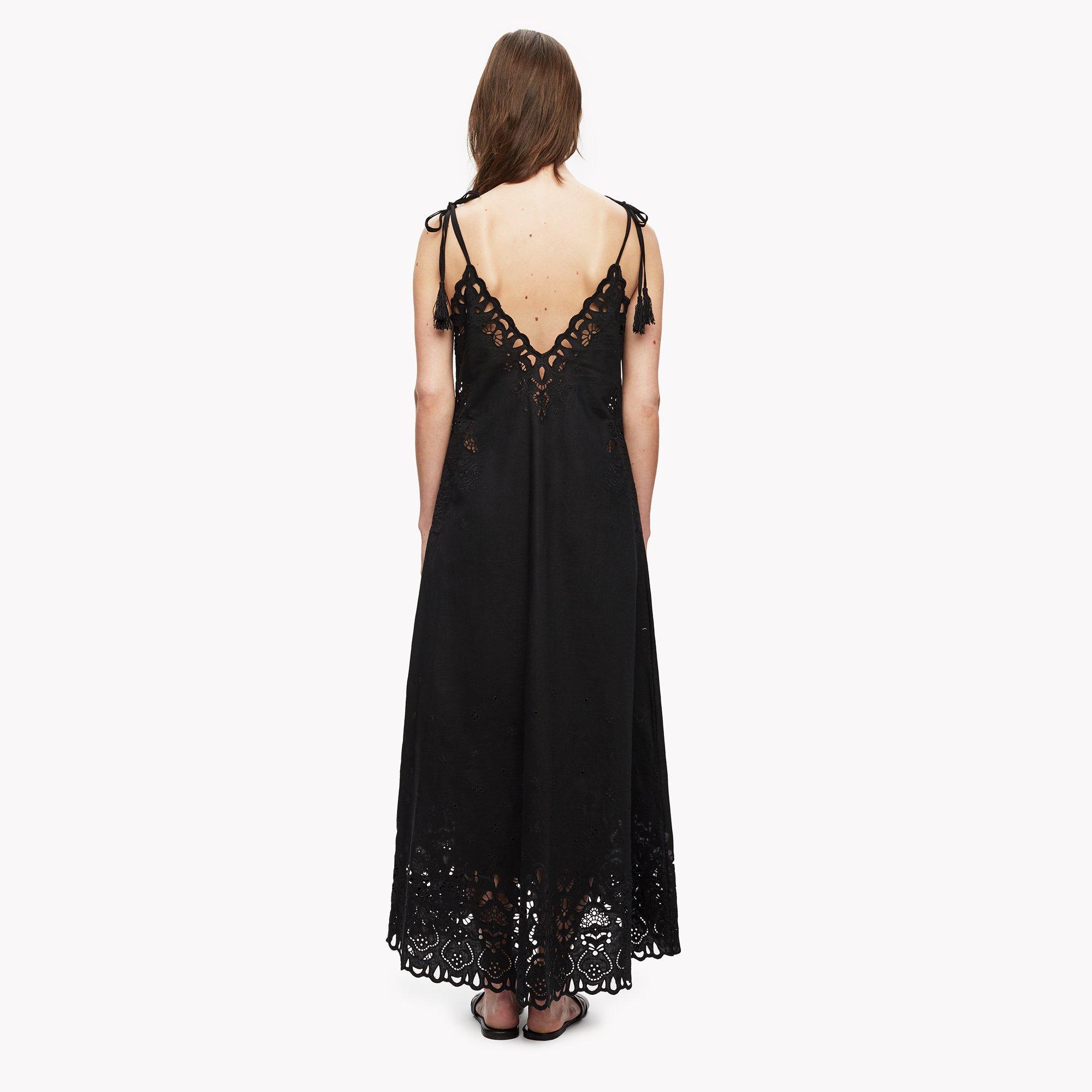 Embroidered Linen-Cotton Dress
