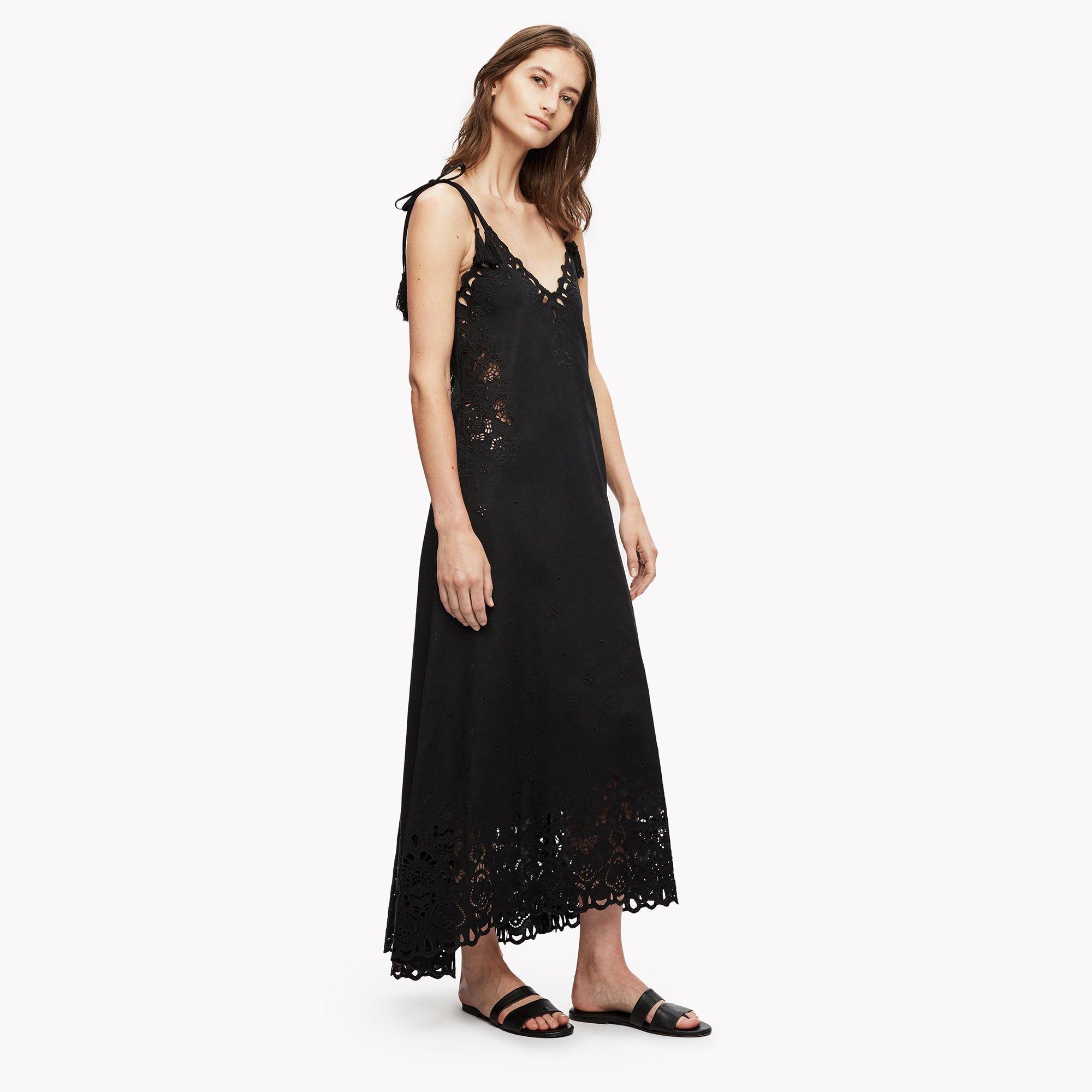 Embroidered Linen-Cotton Dress