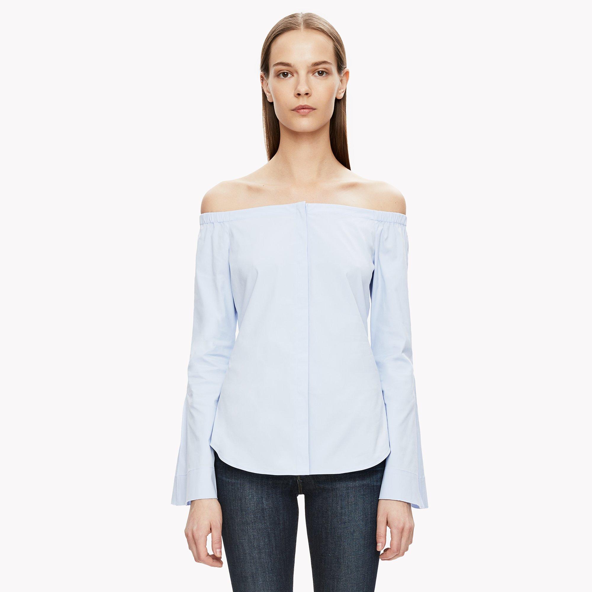 Off-The-Shoulder Button Shirt
