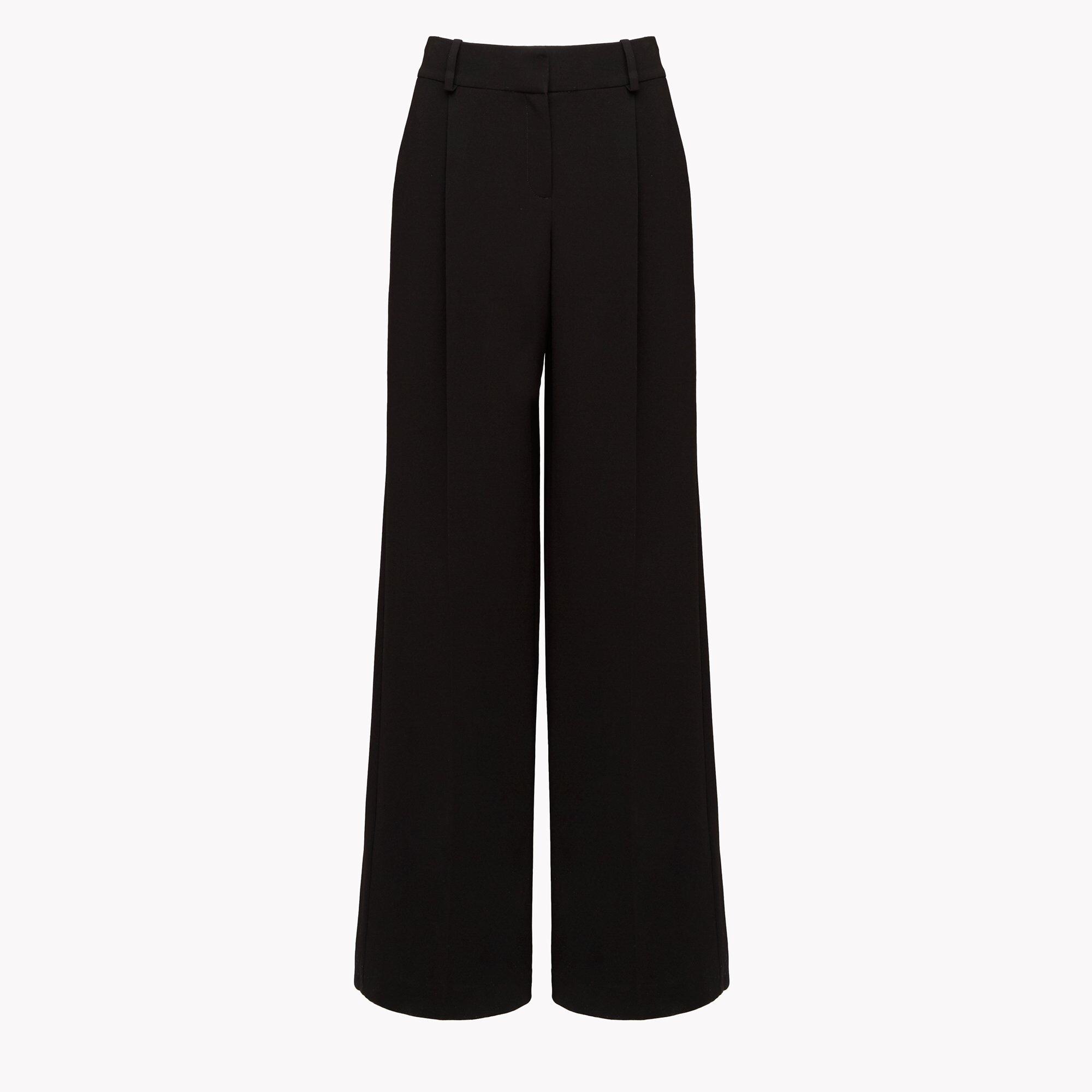Crepe Pleated Wide-Leg Trouser