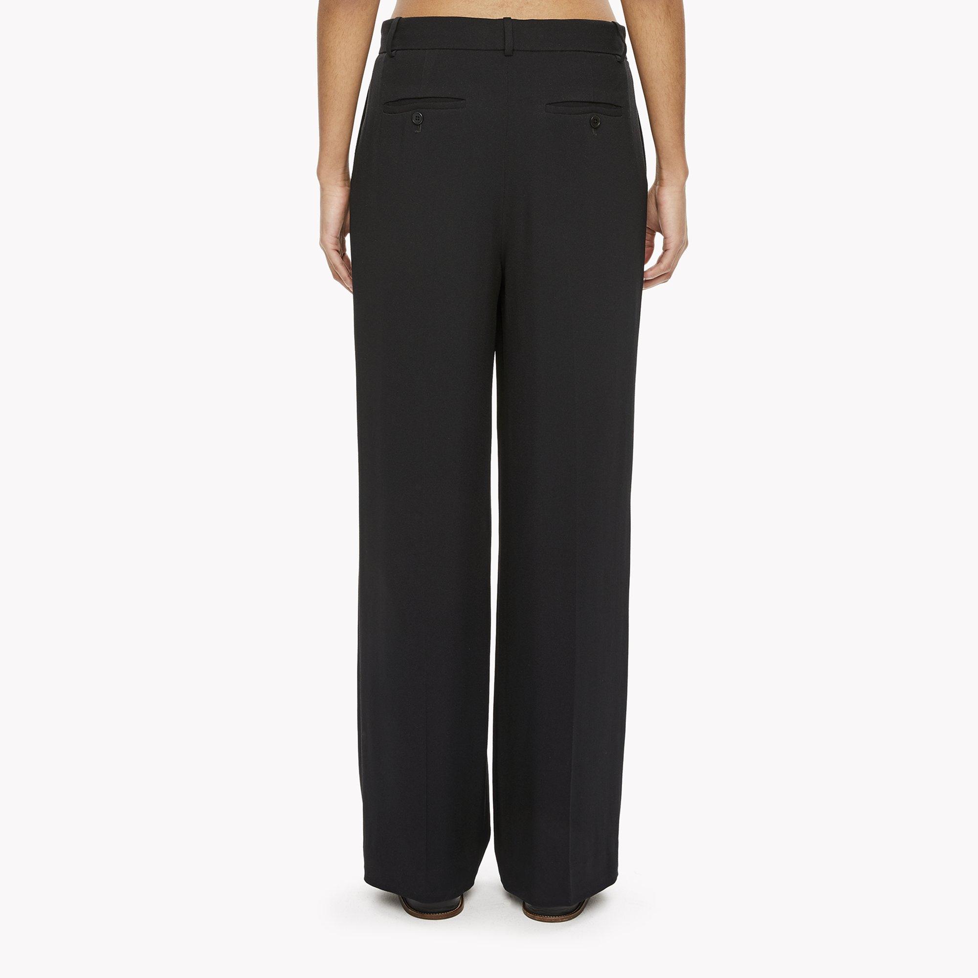 Crepe Pleated Wide-Leg Trouser