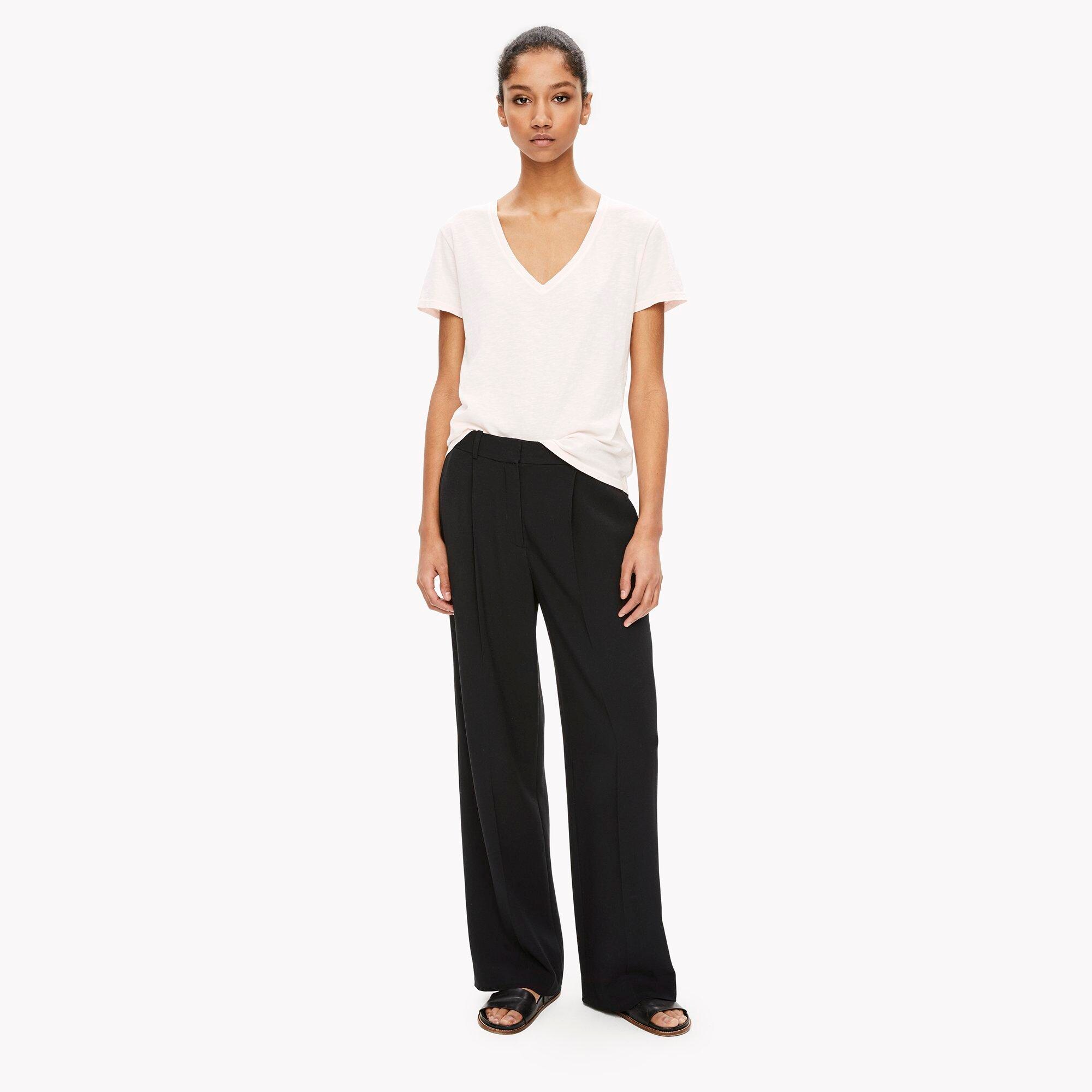 Crepe Pleated Wide-Leg Trouser