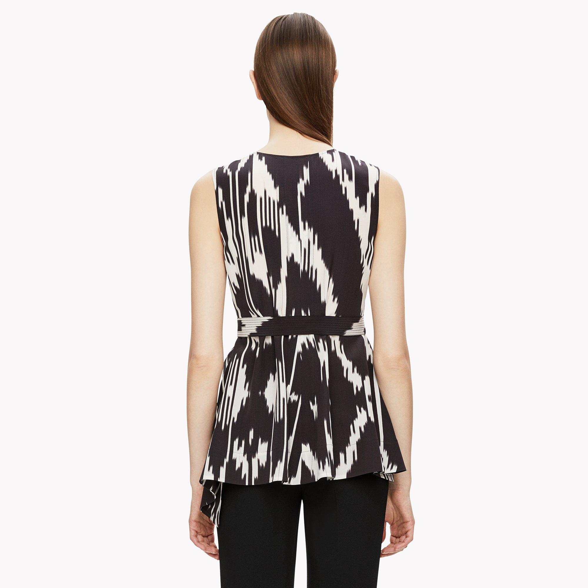 Ikat Belted Peplum Top
