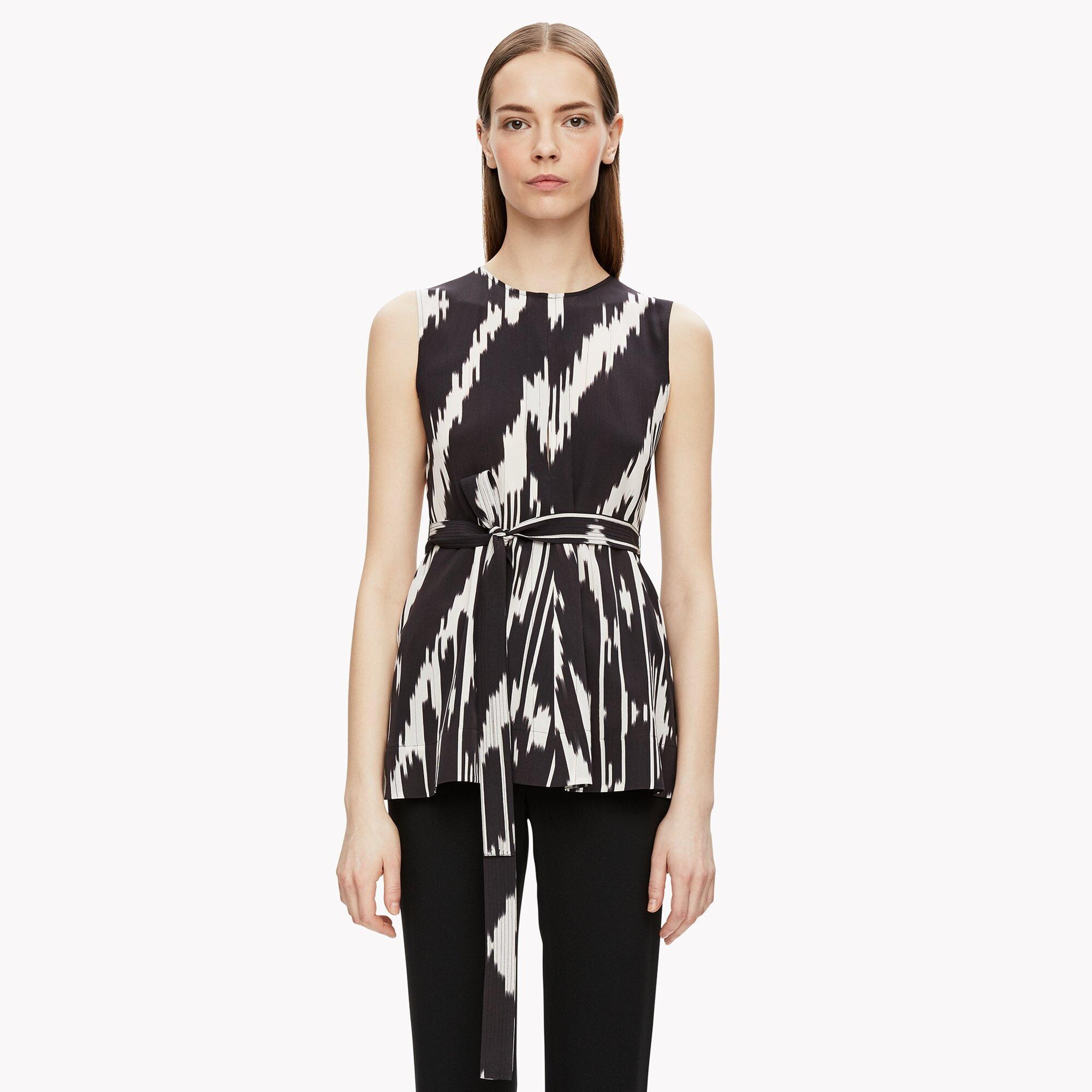 Ikat Belted Peplum Top