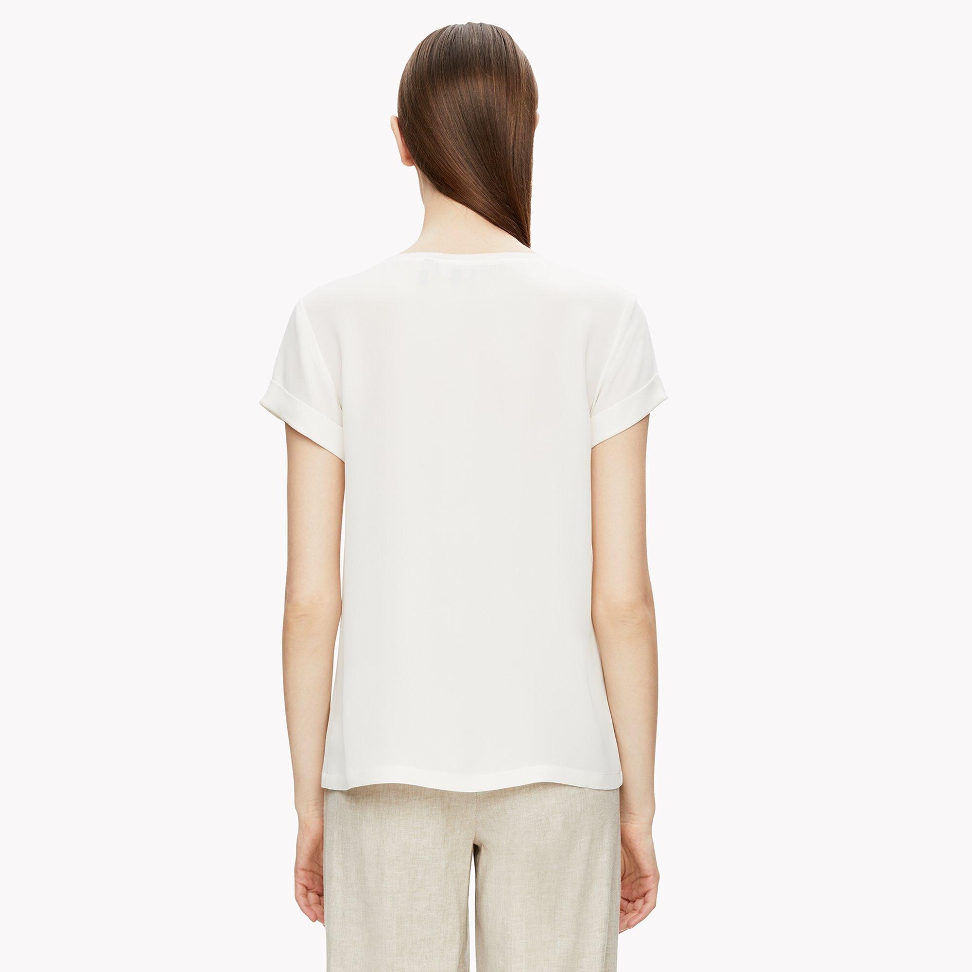 Roll-Sleeve Silk Tee