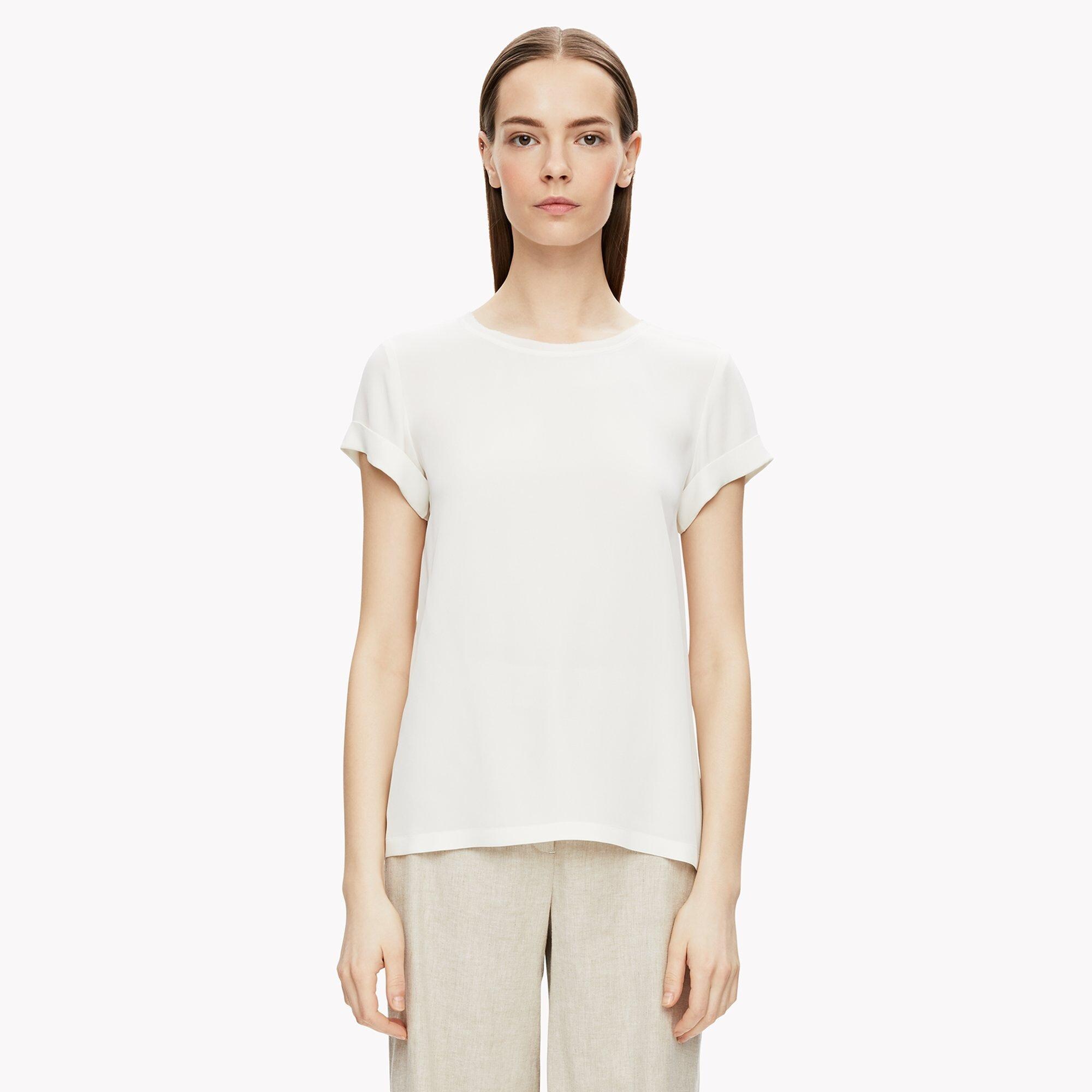 Roll-Sleeve Silk Tee