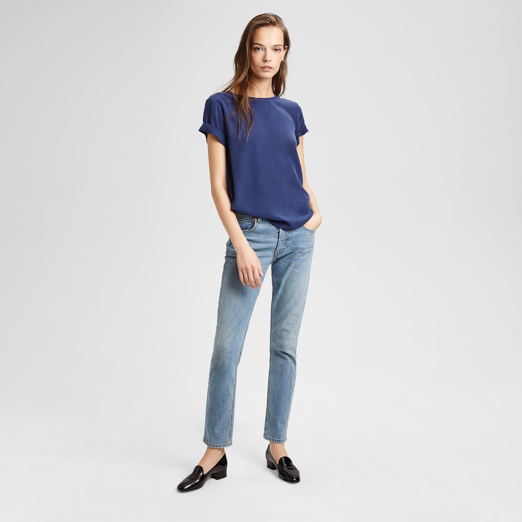 Silk Roll-Sleeve Tee
