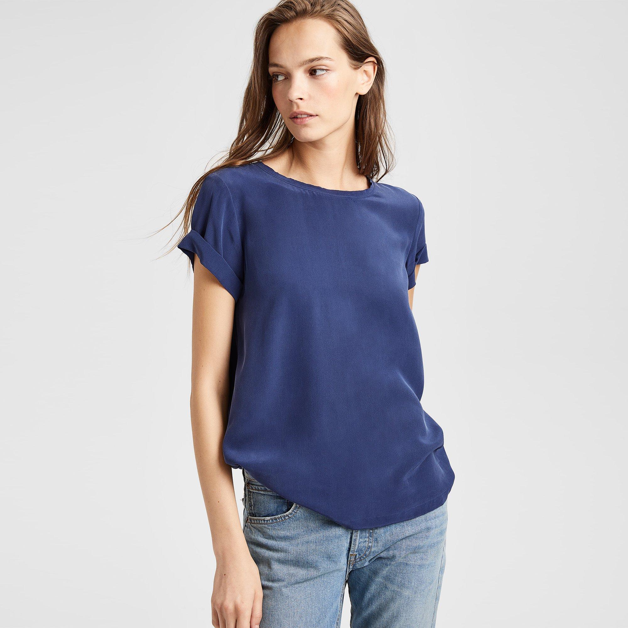 Silk Roll-Sleeve Tee