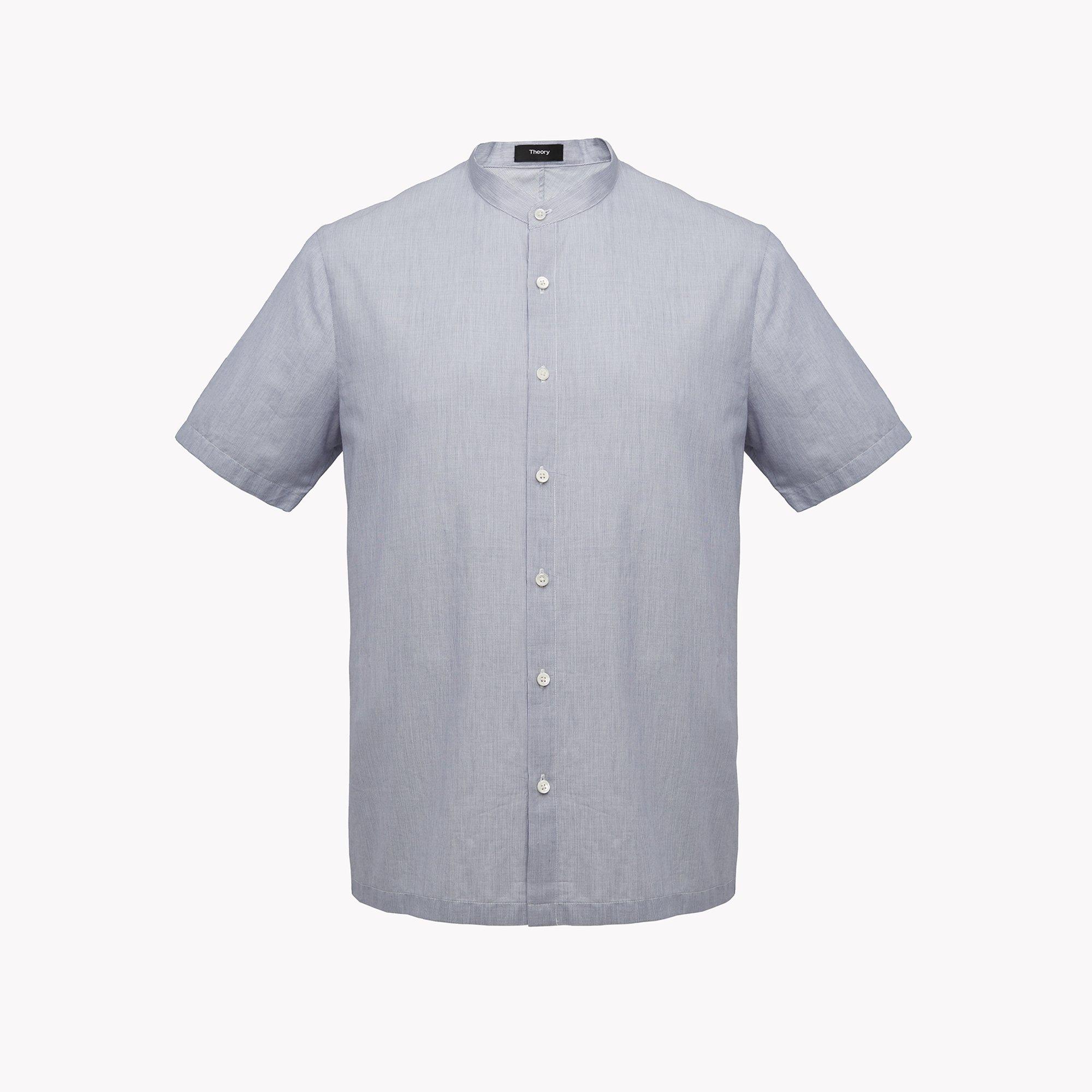 Band-Collar Stripe Shirt